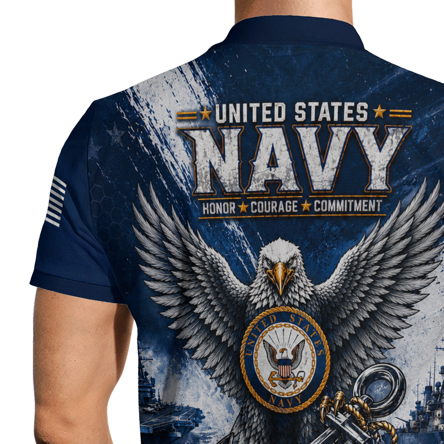 Personalized US Navy Rank 3D All-Over Print Polo Shirt Gift