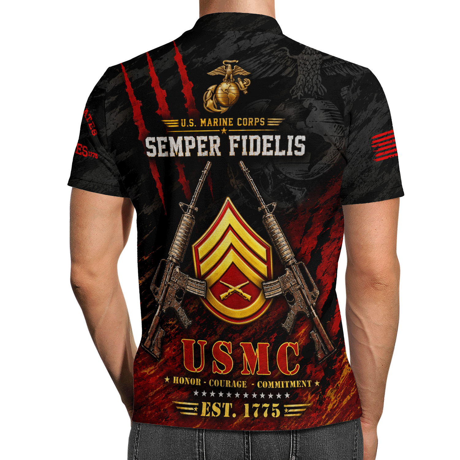 Personalized US Marine Corps Rank 3D All-Over Print Polo Shirt Gift