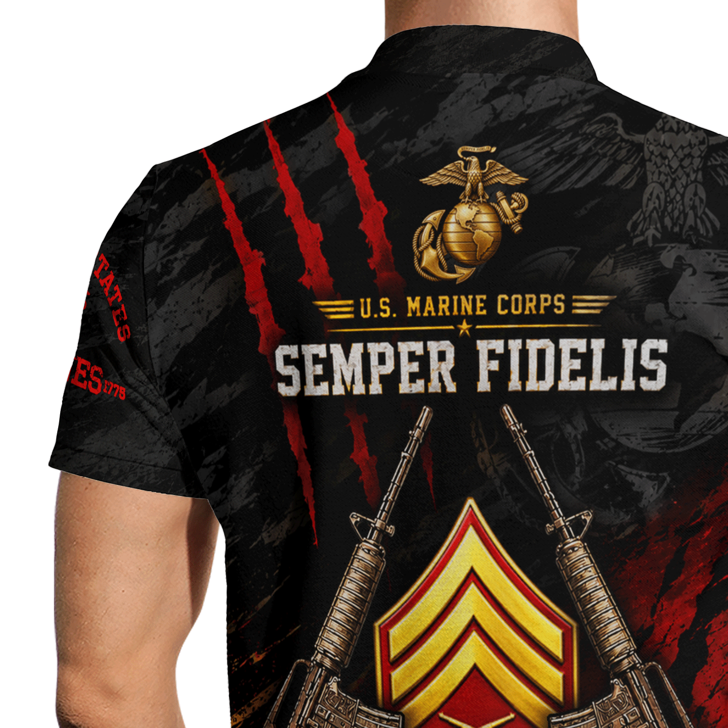 Personalized US Marine Corps Rank 3D All-Over Print Polo Shirt Gift