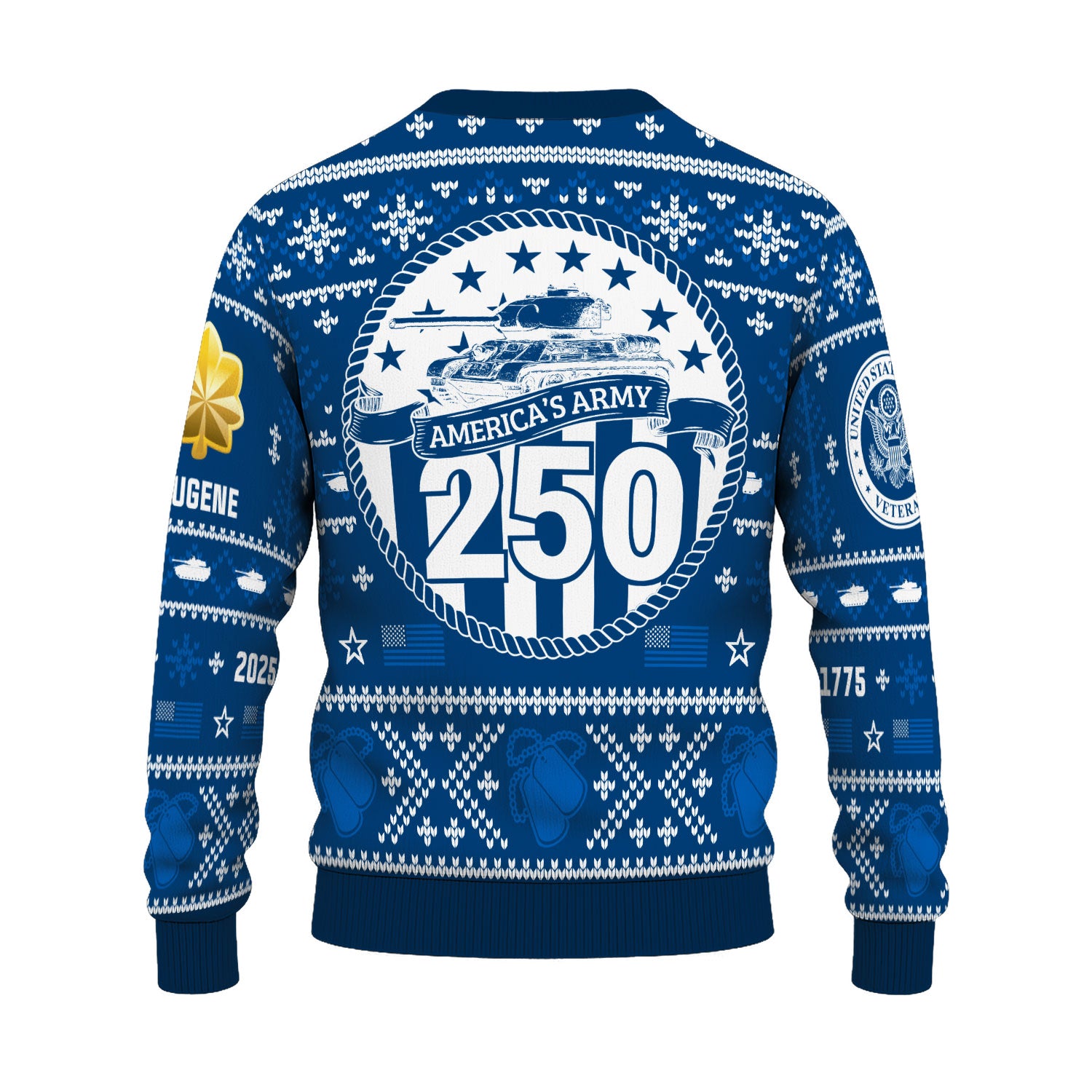 Custom Ranks And Text US Army Ugly Christmas Sweater for Women Men KAUST01