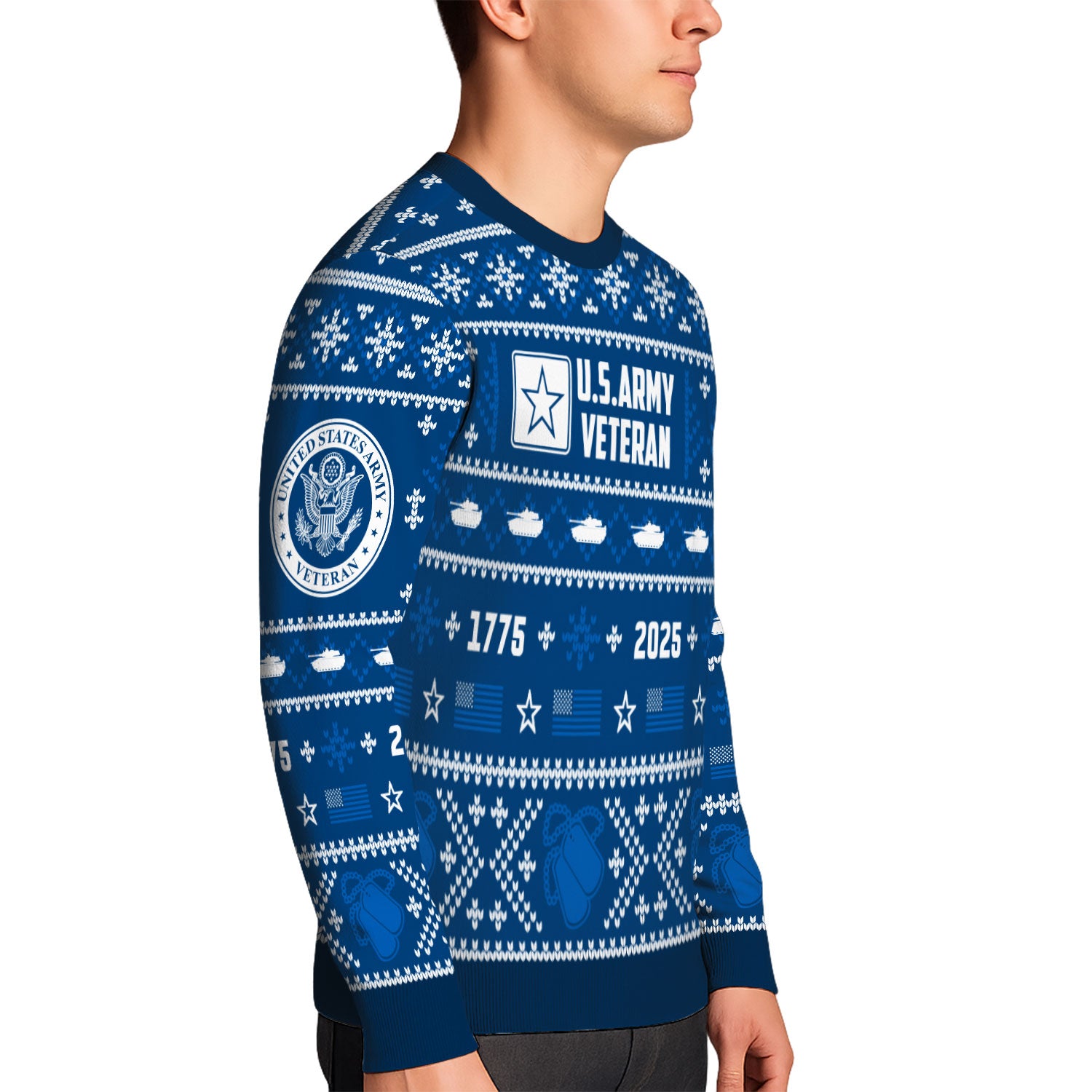 Custom Ranks And Text US Army Ugly Christmas Sweater for Women Men KAUST01