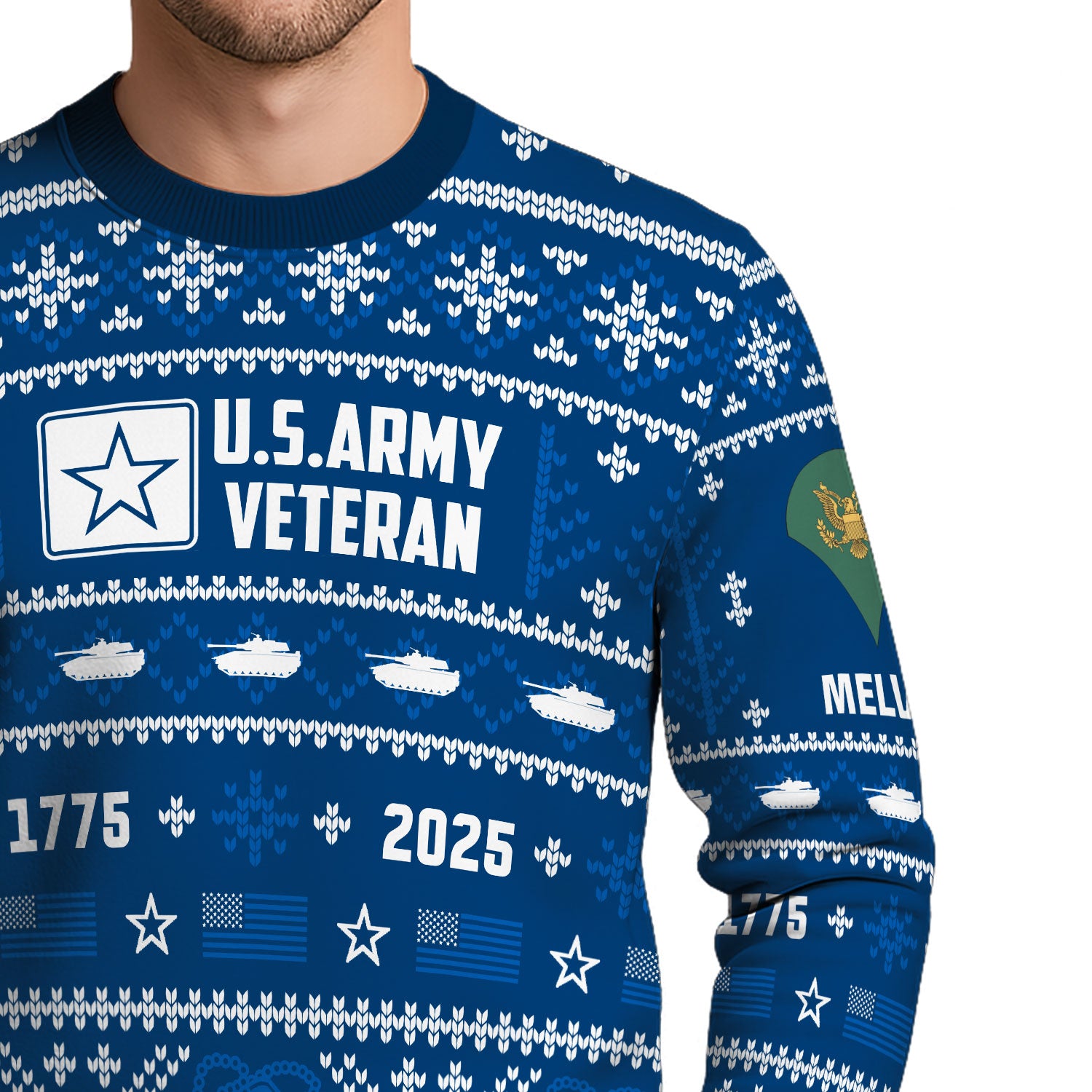 Custom Ranks And Text US Army Ugly Christmas Sweater for Women Men KAUST01