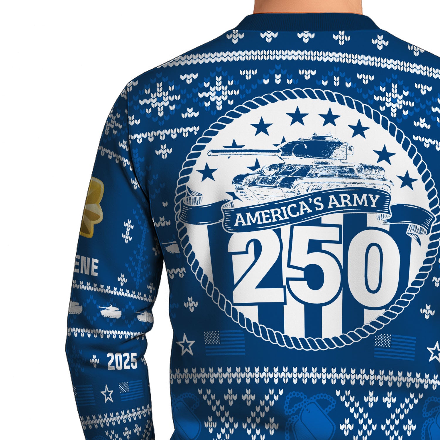 Custom Ranks And Text US Army Ugly Christmas Sweater for Women Men KAUST01
