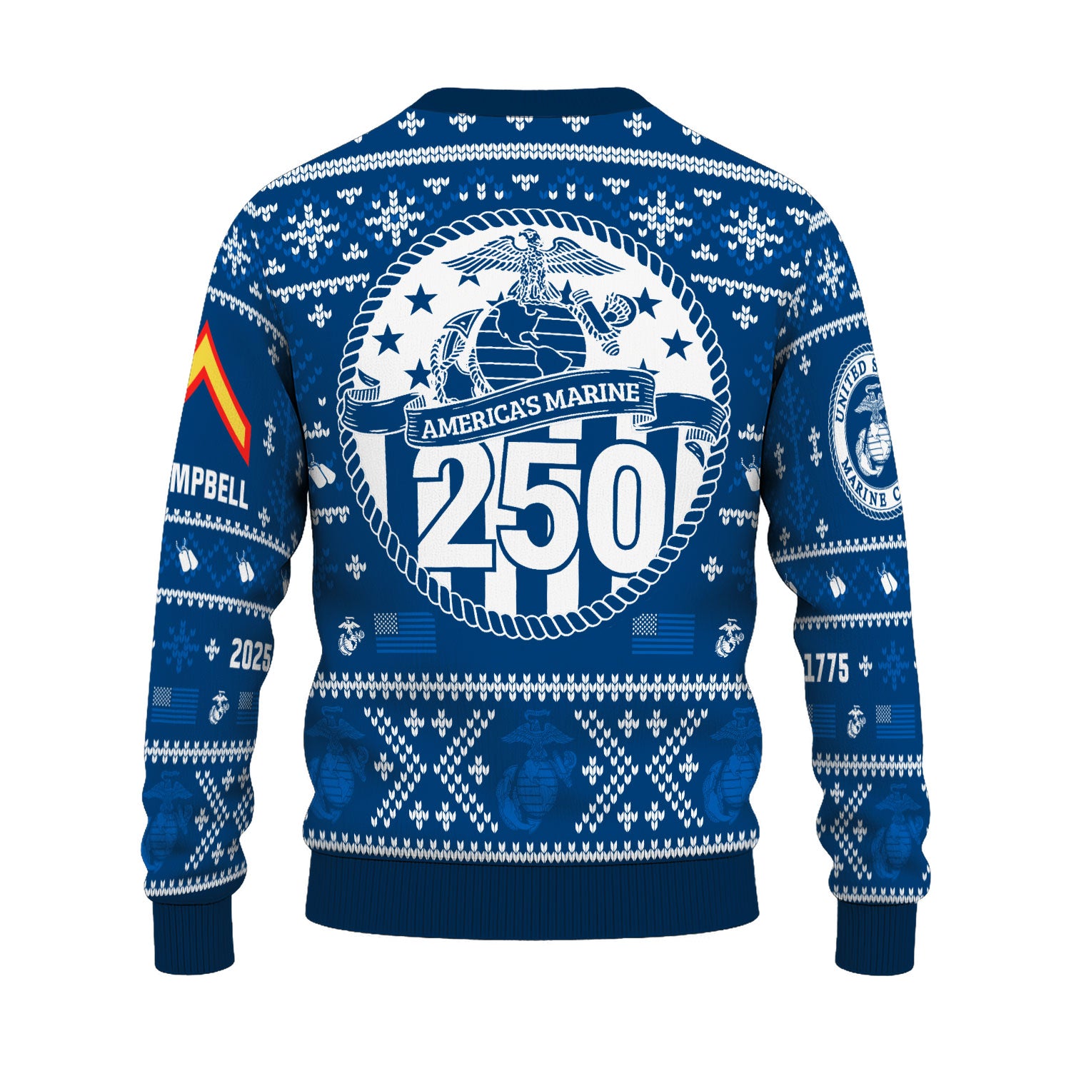 Custom Ranks And Text USMC Ugly Christmas Sweater for Women Men KAUST01