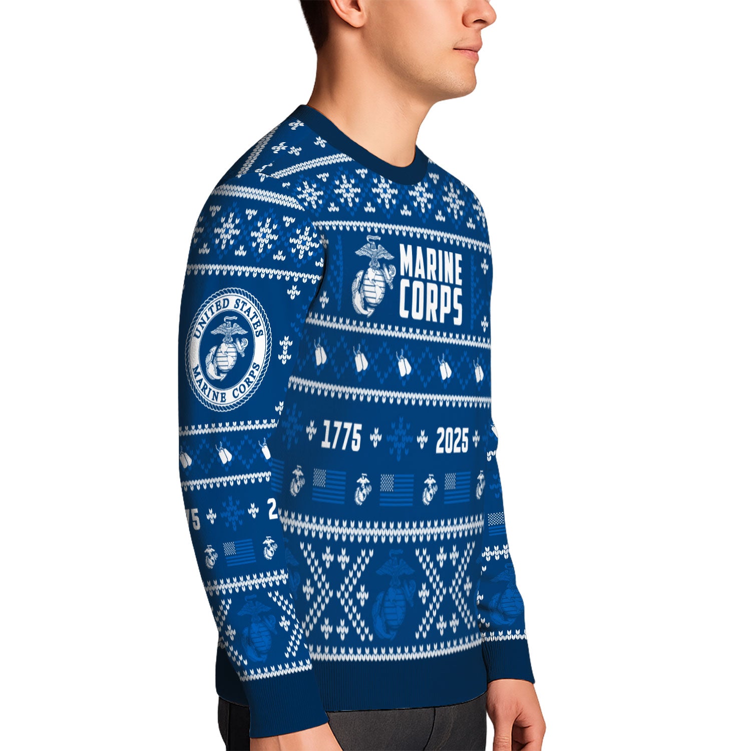 Custom Ranks And Text USMC Ugly Christmas Sweater for Women Men KAUST01