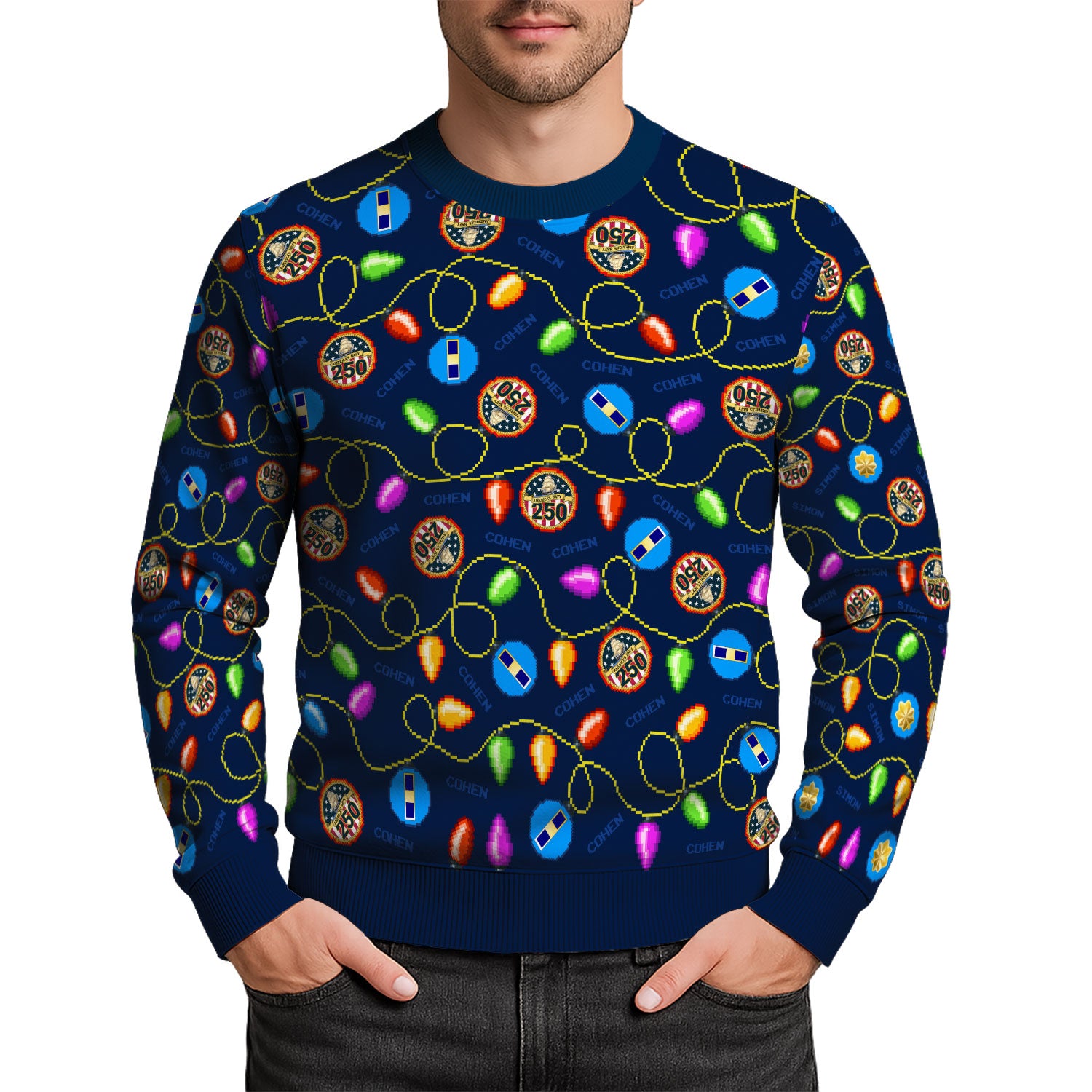 Custom Ranks And Text US Navy Ugly Christmas Sweater for Women Men KAUST02