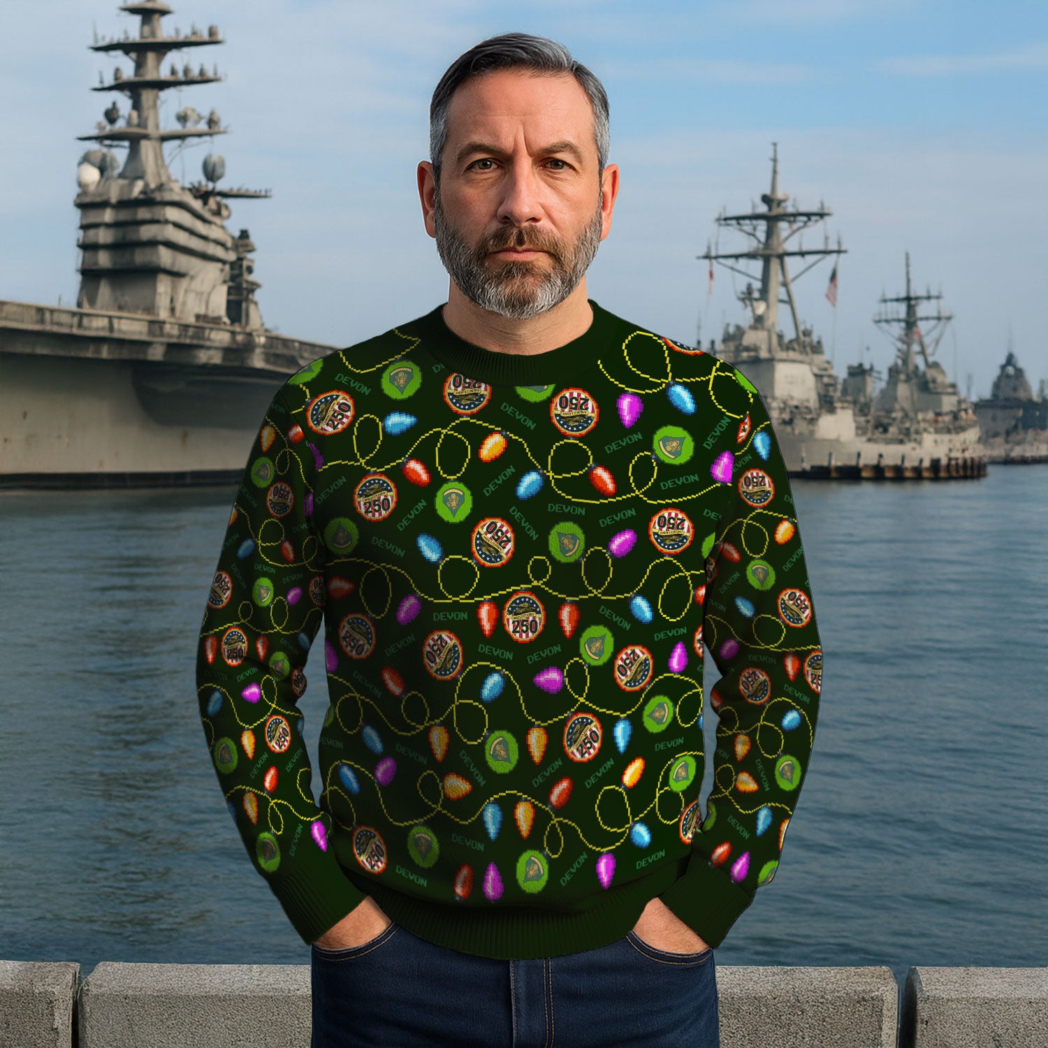 Custom Ranks And Text US Army Ugly Christmas Sweater for Women Men KAUST02