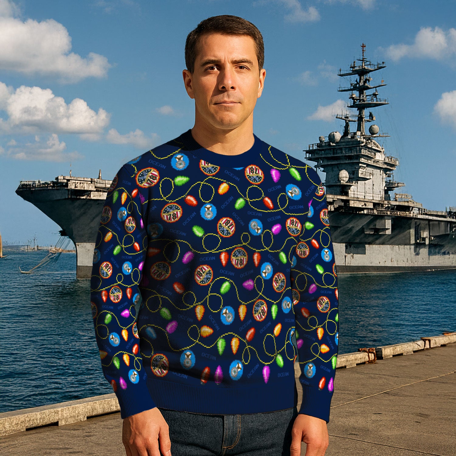 Custom Ranks And Text US Air Force Ugly Christmas Sweater for Women Men KAUST02