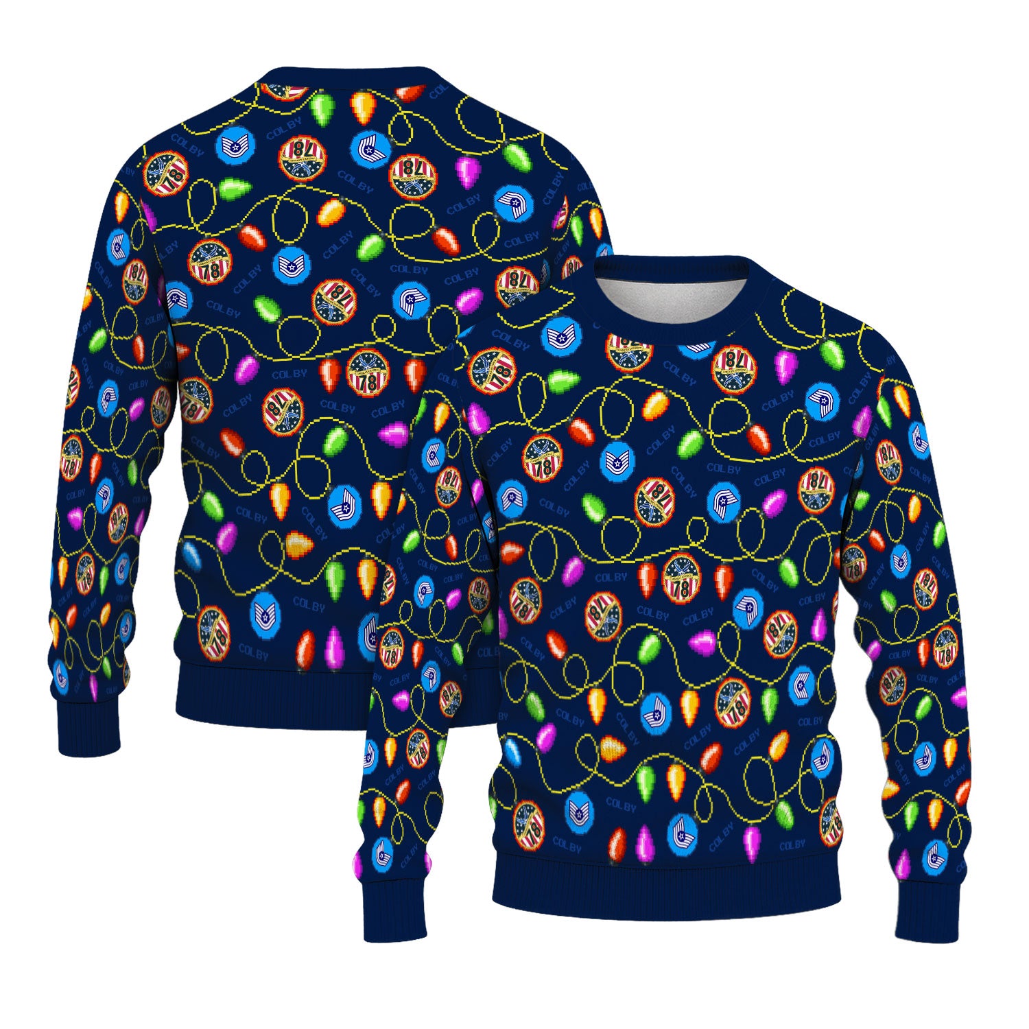 Custom Ranks And Text US Air Force Ugly Christmas Sweater for Women Men KAUST02