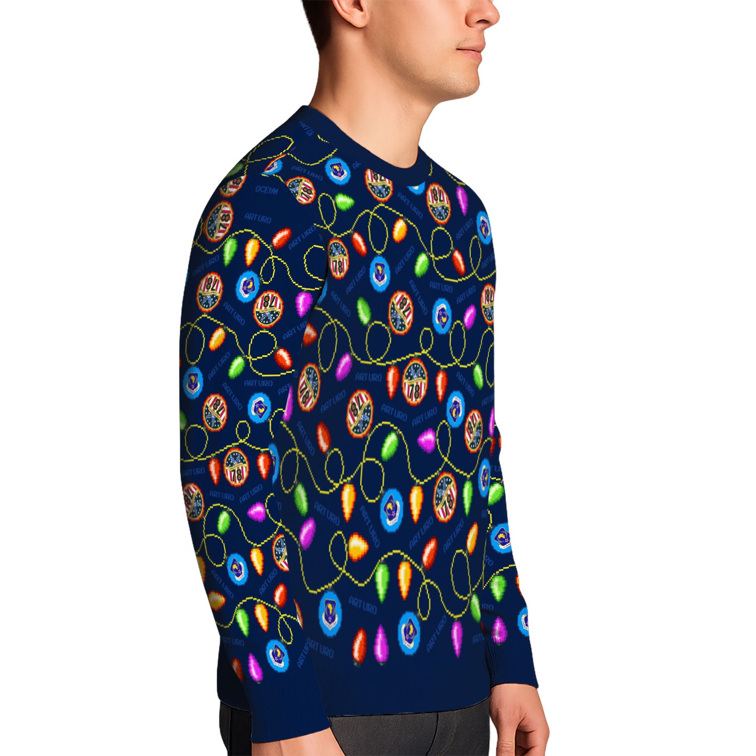 Custom Ranks And Text US Air Force Ugly Christmas Sweater for Women Men KAUST02
