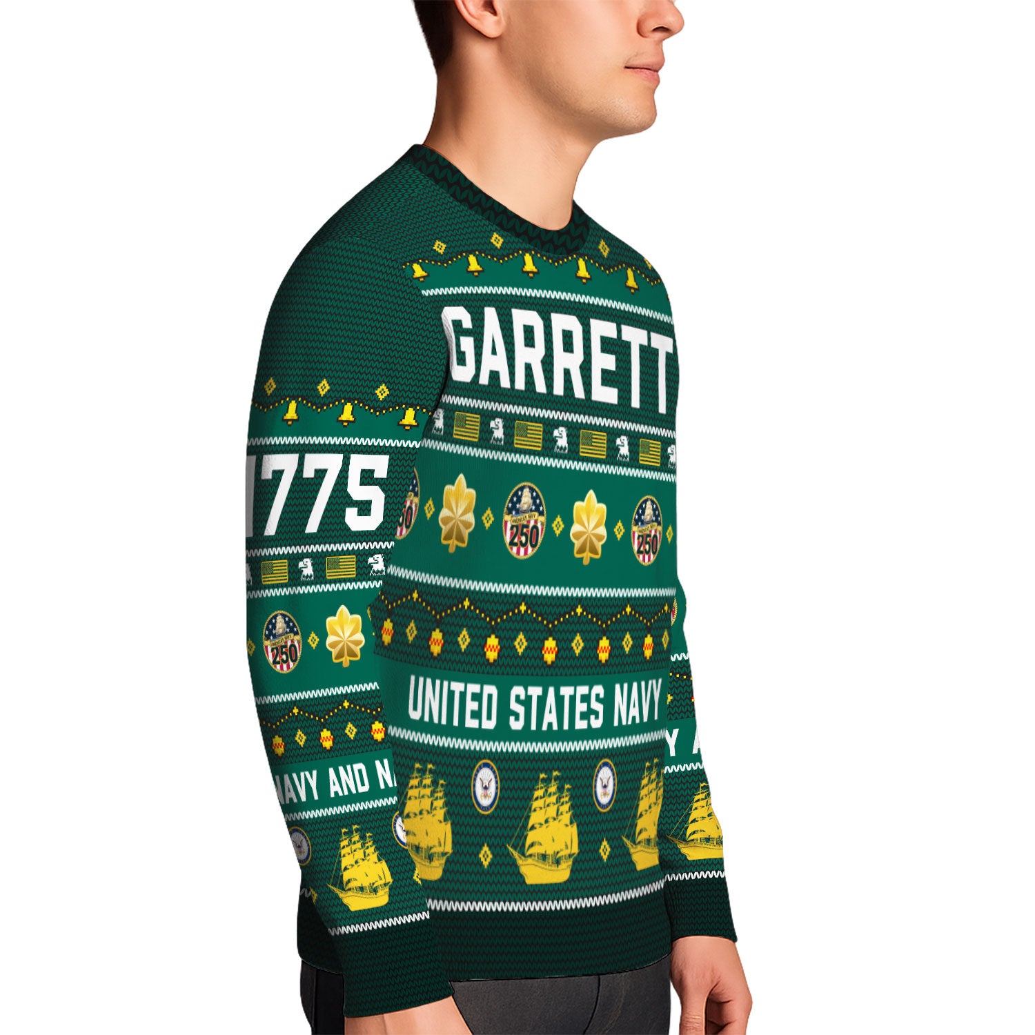 Custom Ranks And Text US Navy Ugly Christmas Sweater for Women Men KAUST03