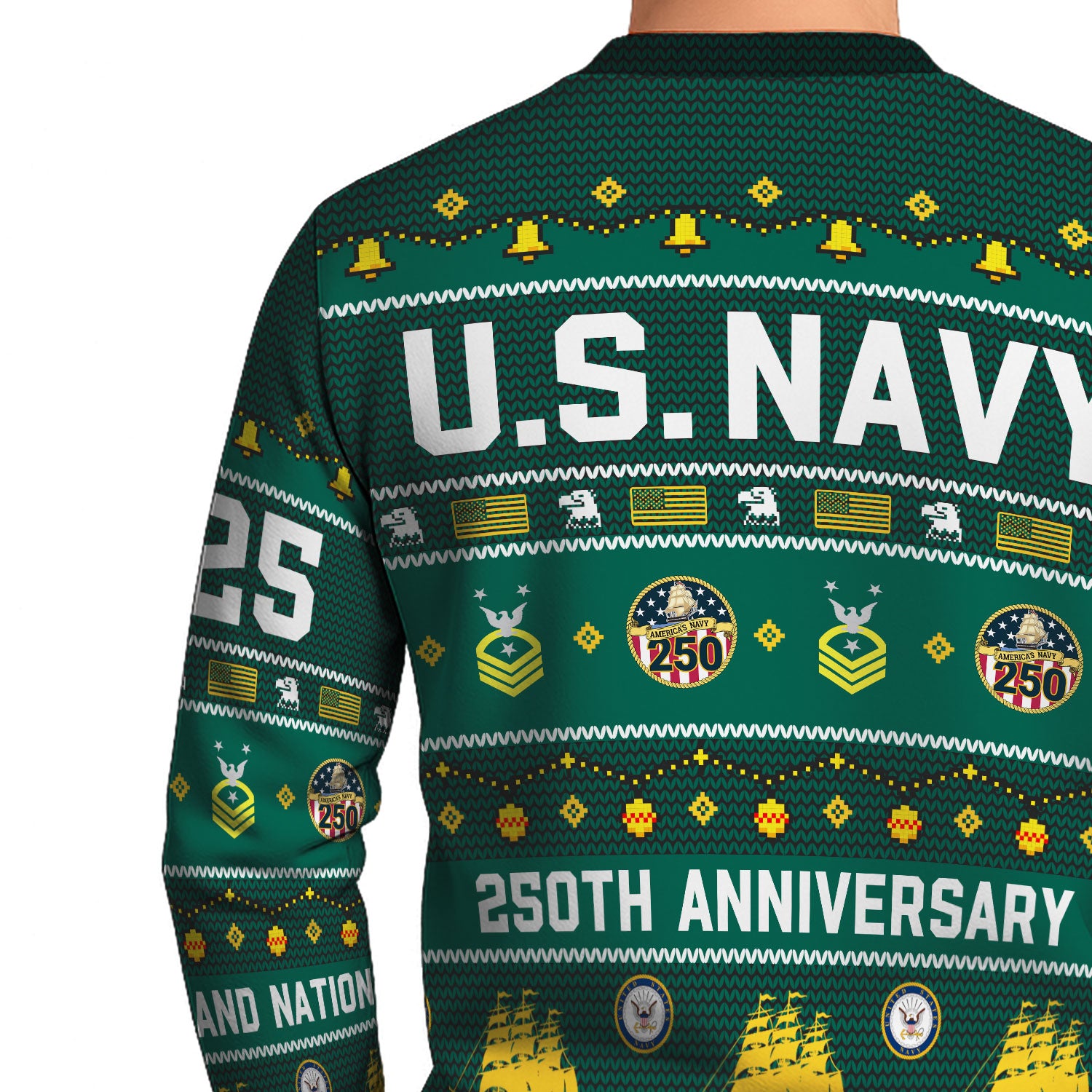 Custom Ranks And Text US Navy Ugly Christmas Sweater for Women Men KAUST03