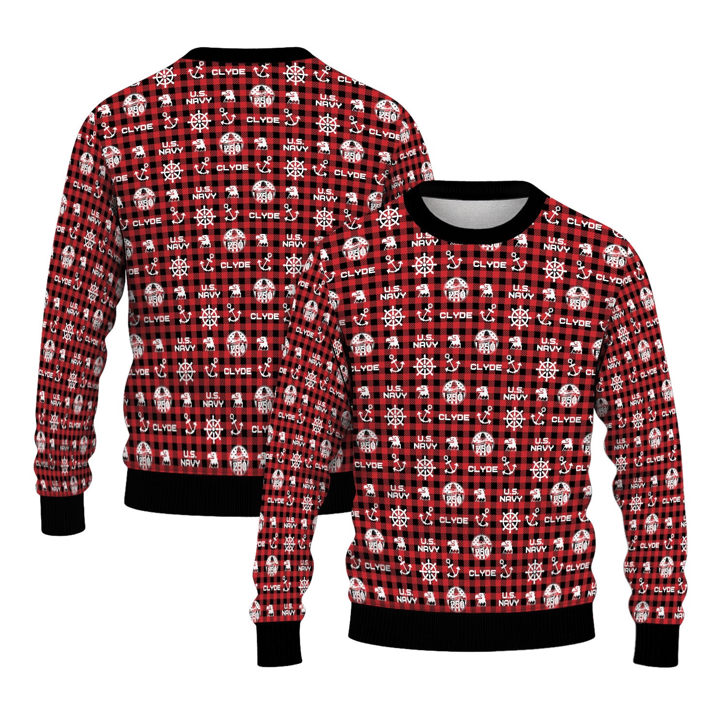 Custom Ranks And Text US Navy Ugly Christmas Sweater for Women Men KAUST04