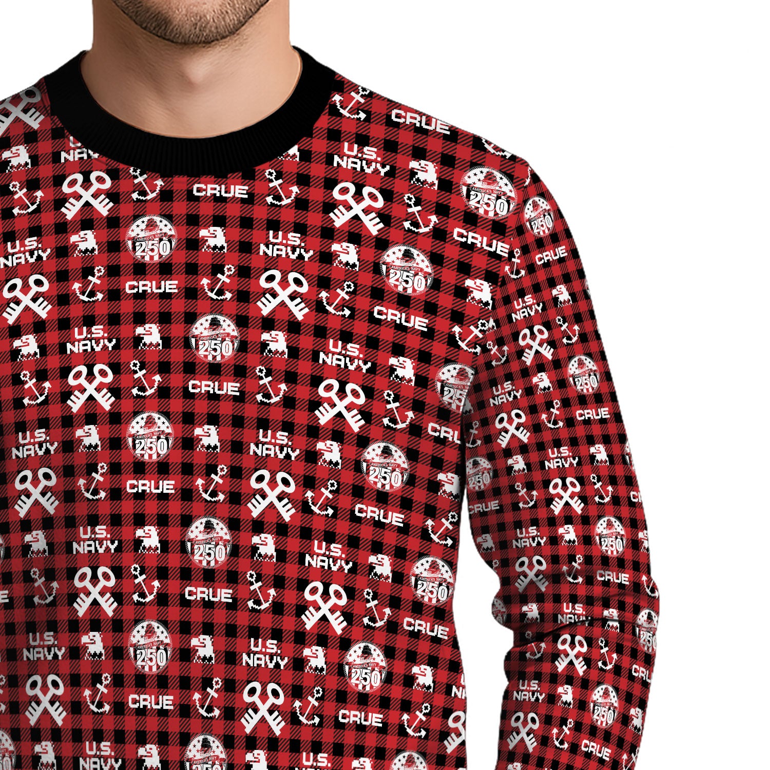 Custom Ranks And Text US Navy Ugly Christmas Sweater for Women Men KAUST04