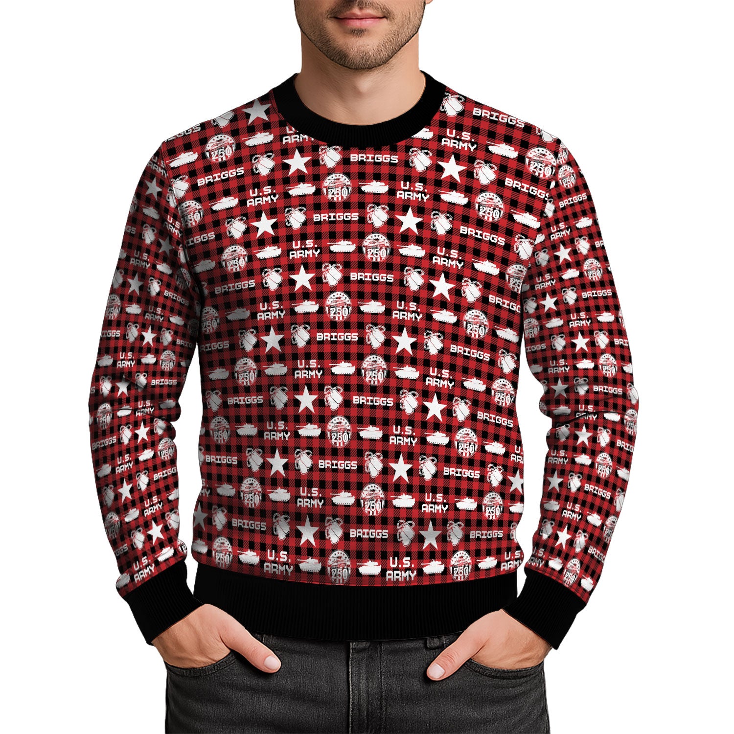 Custom Ranks And Text US Army Ugly Christmas Sweater for Women Men KAUST04