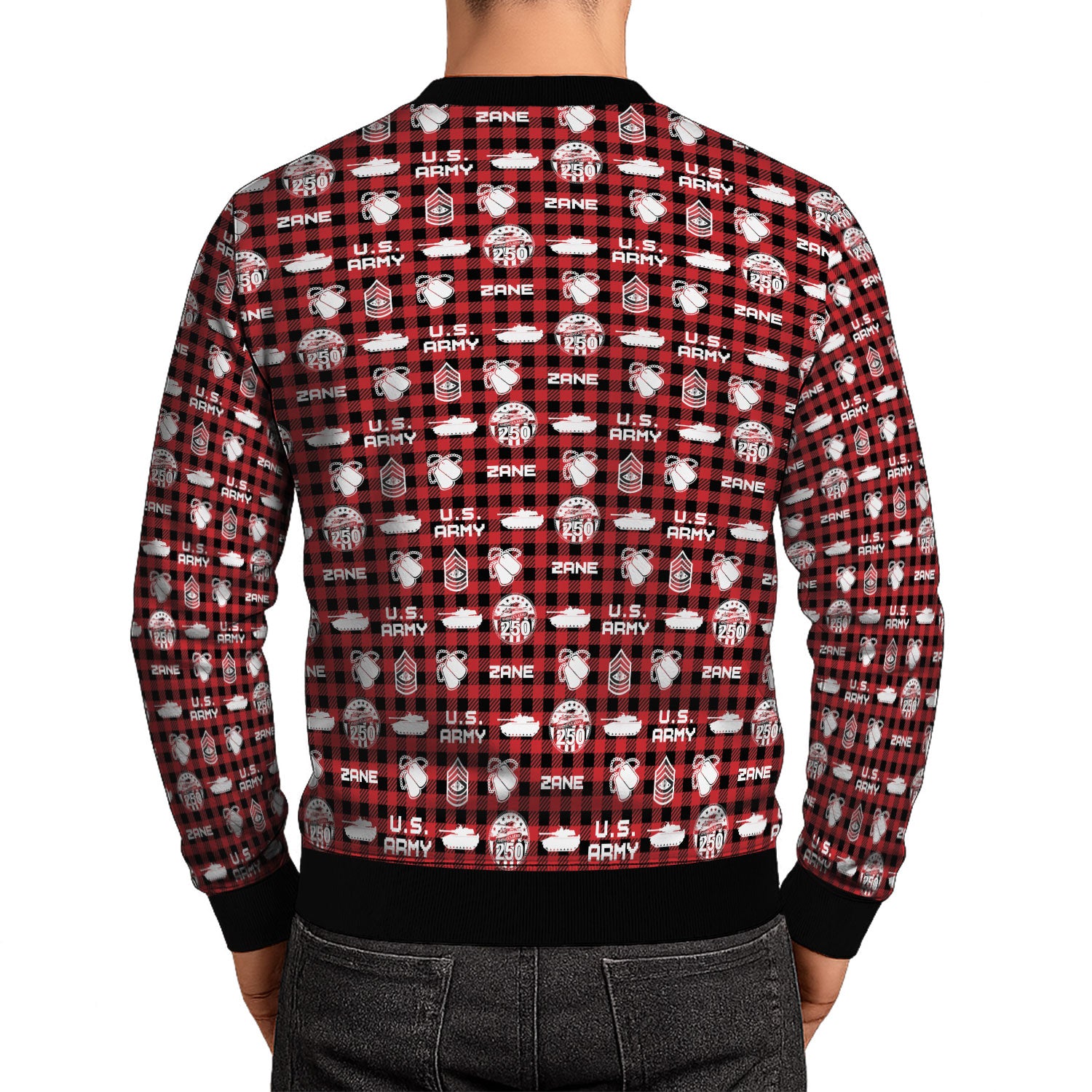 Custom Ranks And Text US Army Ugly Christmas Sweater for Women Men KAUST04