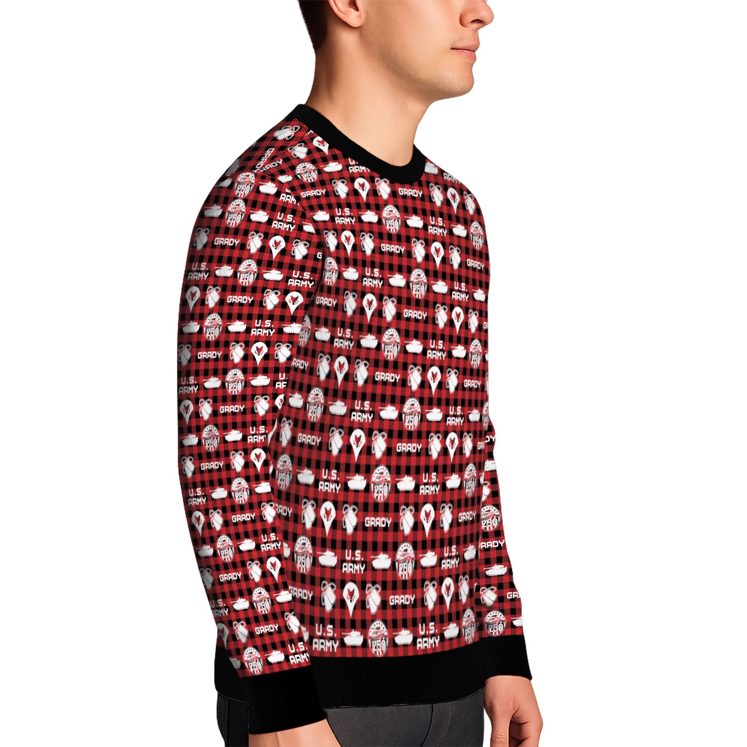 Custom Ranks And Text US Army Ugly Christmas Sweater for Women Men KAUST04