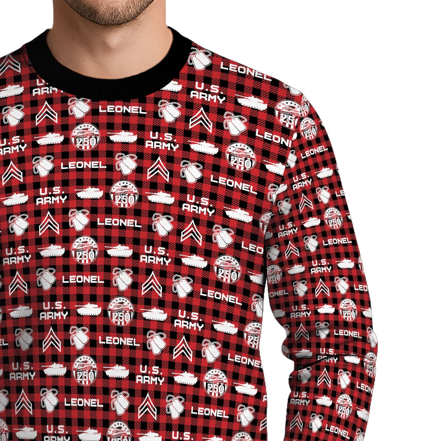 Custom Ranks And Text US Army Ugly Christmas Sweater for Women Men KAUST04