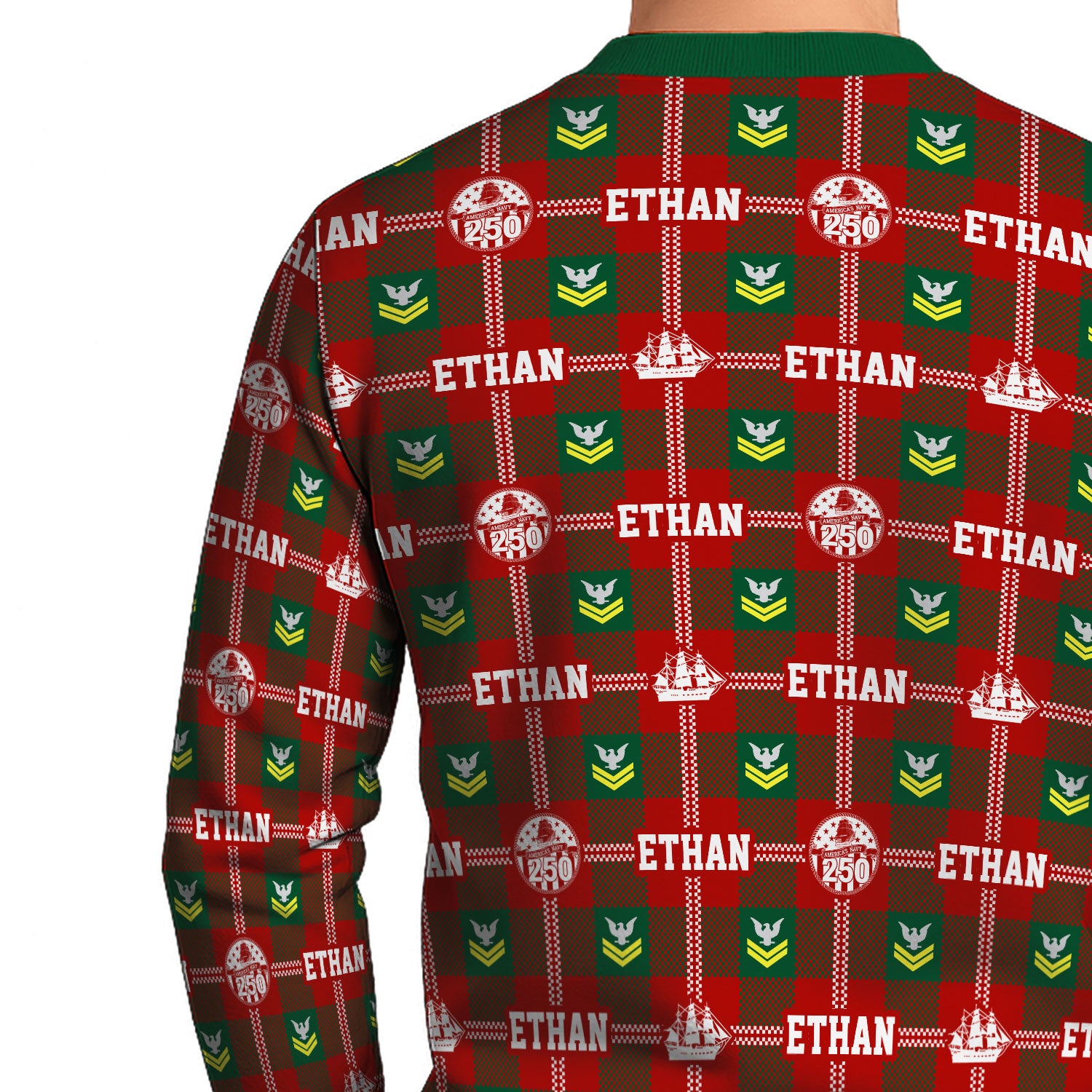 Custom Ranks And Text US Navy Ugly Christmas Sweater for Women Men KAUST05