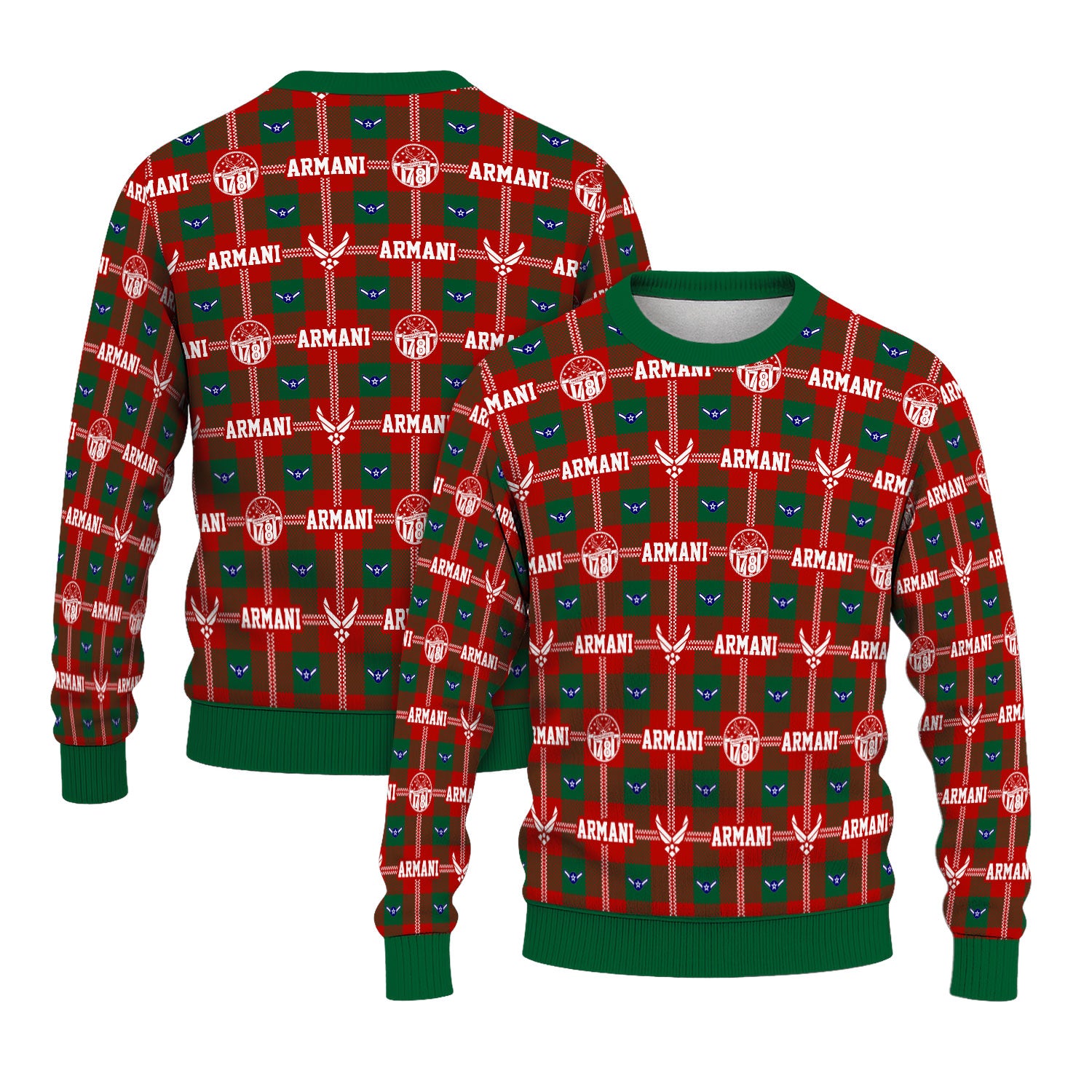 Custom Ranks And Text US Air Force Ugly Christmas Sweater for Women Men KAUST05