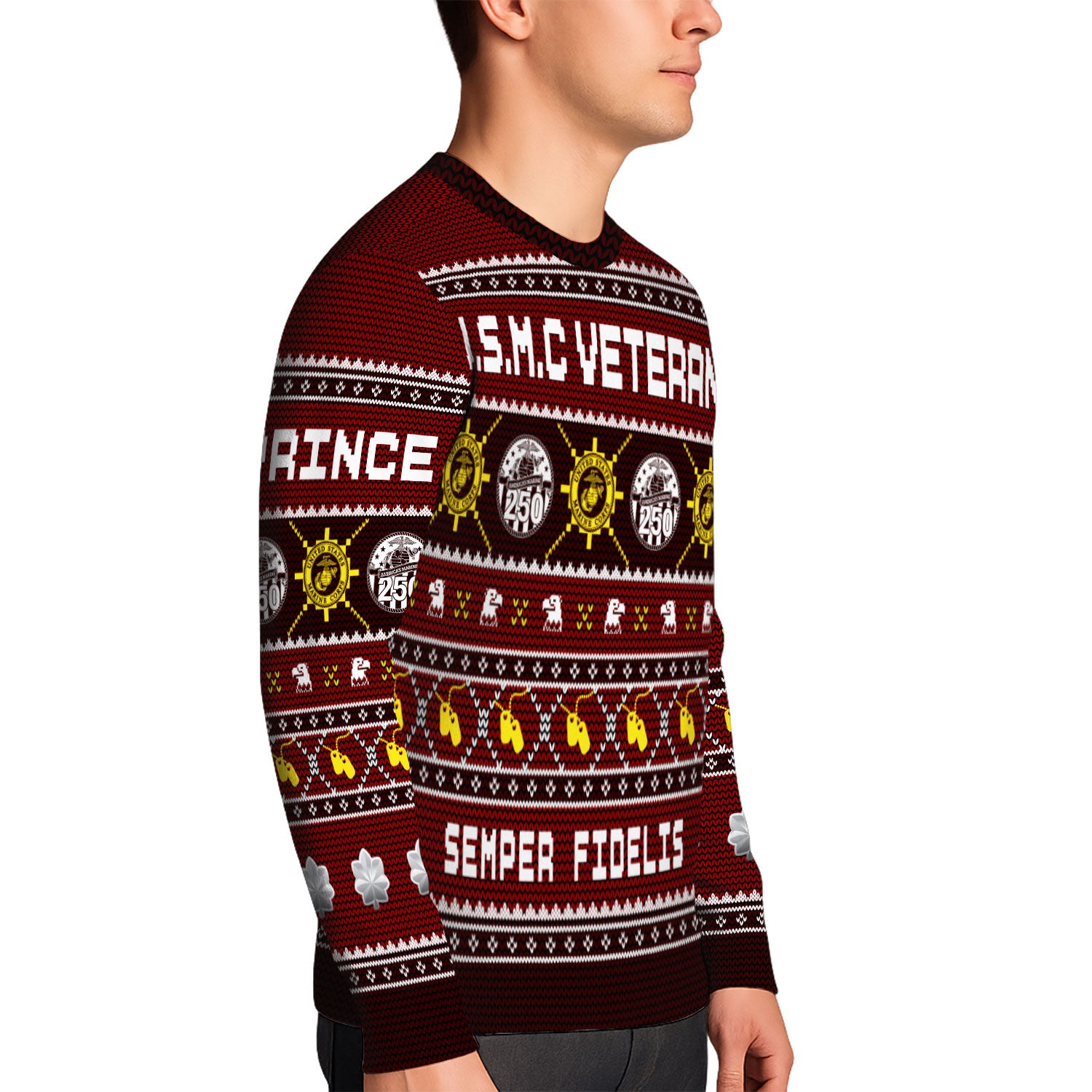 Custom Ranks And Text USMC Ugly Christmas Sweater for Women Men KAUST06