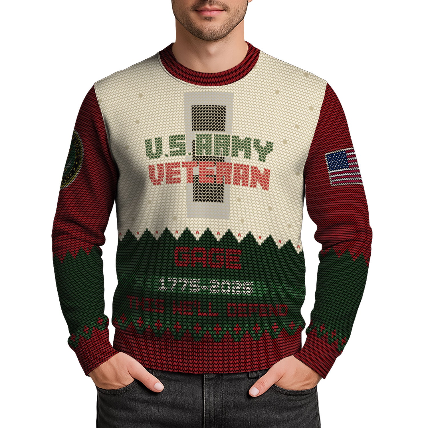 Custom Ranks And Text US Army Ugly Christmas Sweater for Women Men KAUST07