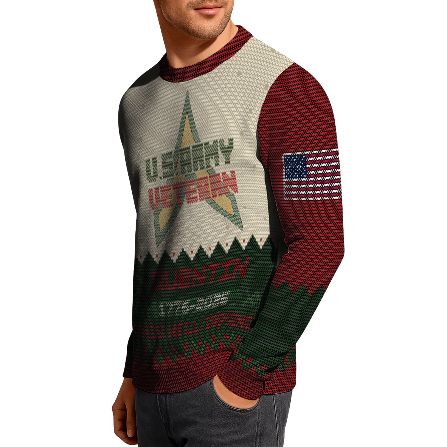 Custom Ranks And Text US Army Ugly Christmas Sweater for Women Men KAUST07