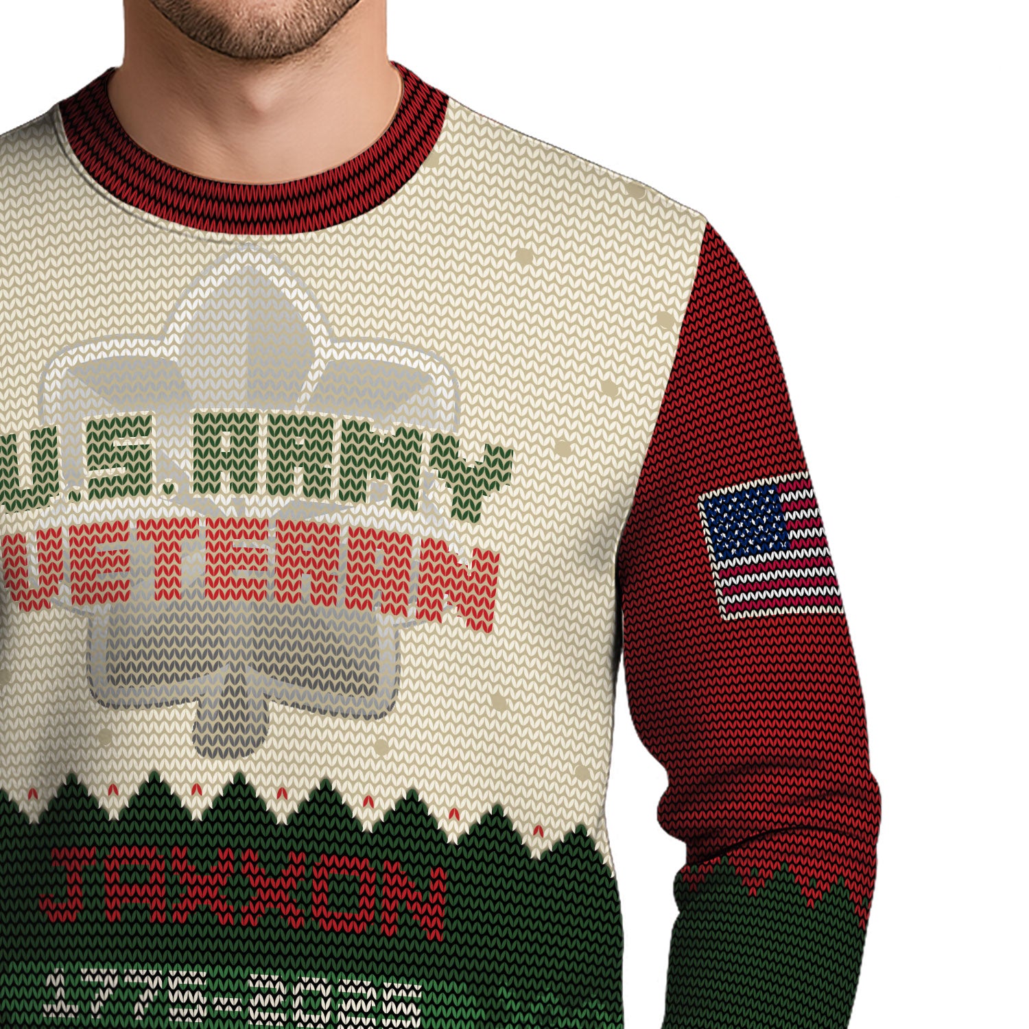Custom Ranks And Text US Army Ugly Christmas Sweater for Women Men KAUST07