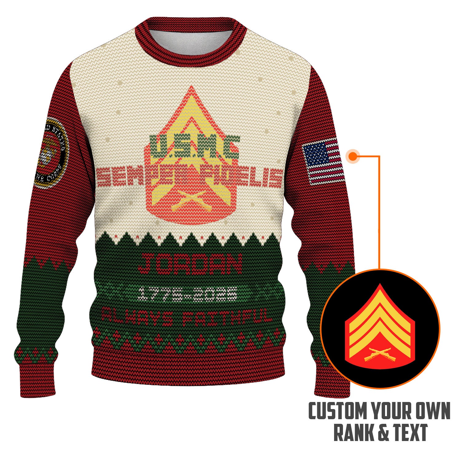 Custom Ranks And Text USMC Ugly Christmas Sweater for Women Men KAUST07