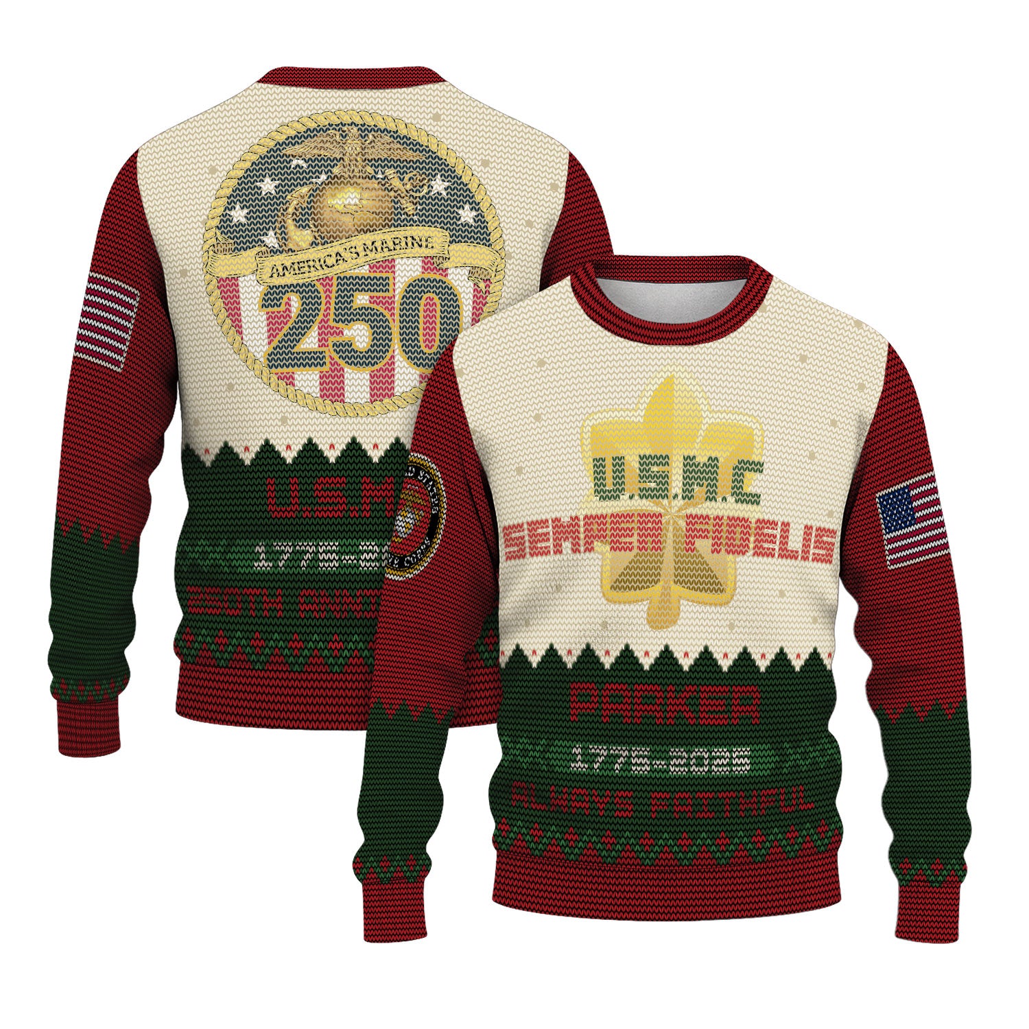 Custom Ranks And Text USMC Ugly Christmas Sweater for Women Men KAUST07