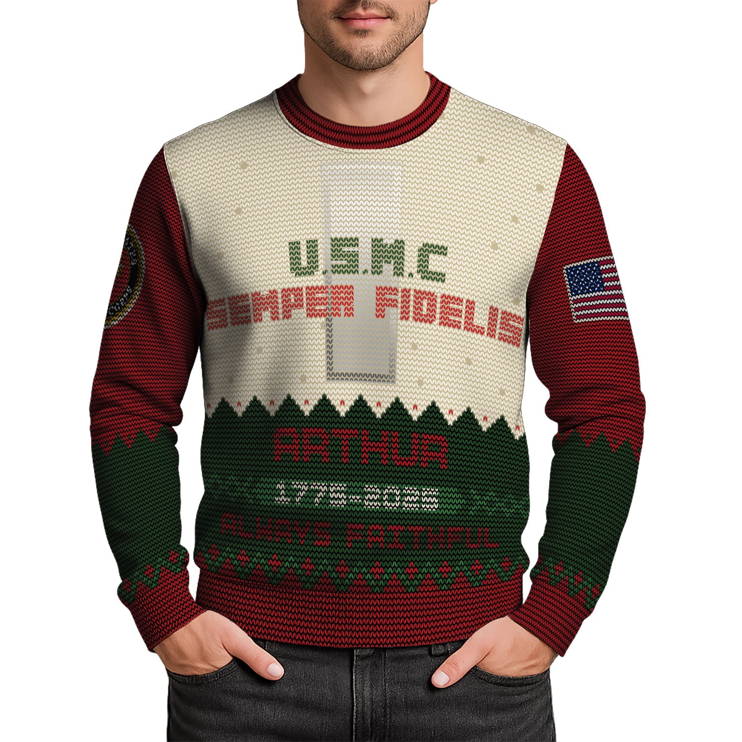 Custom Ranks And Text USMC Ugly Christmas Sweater for Women Men KAUST07