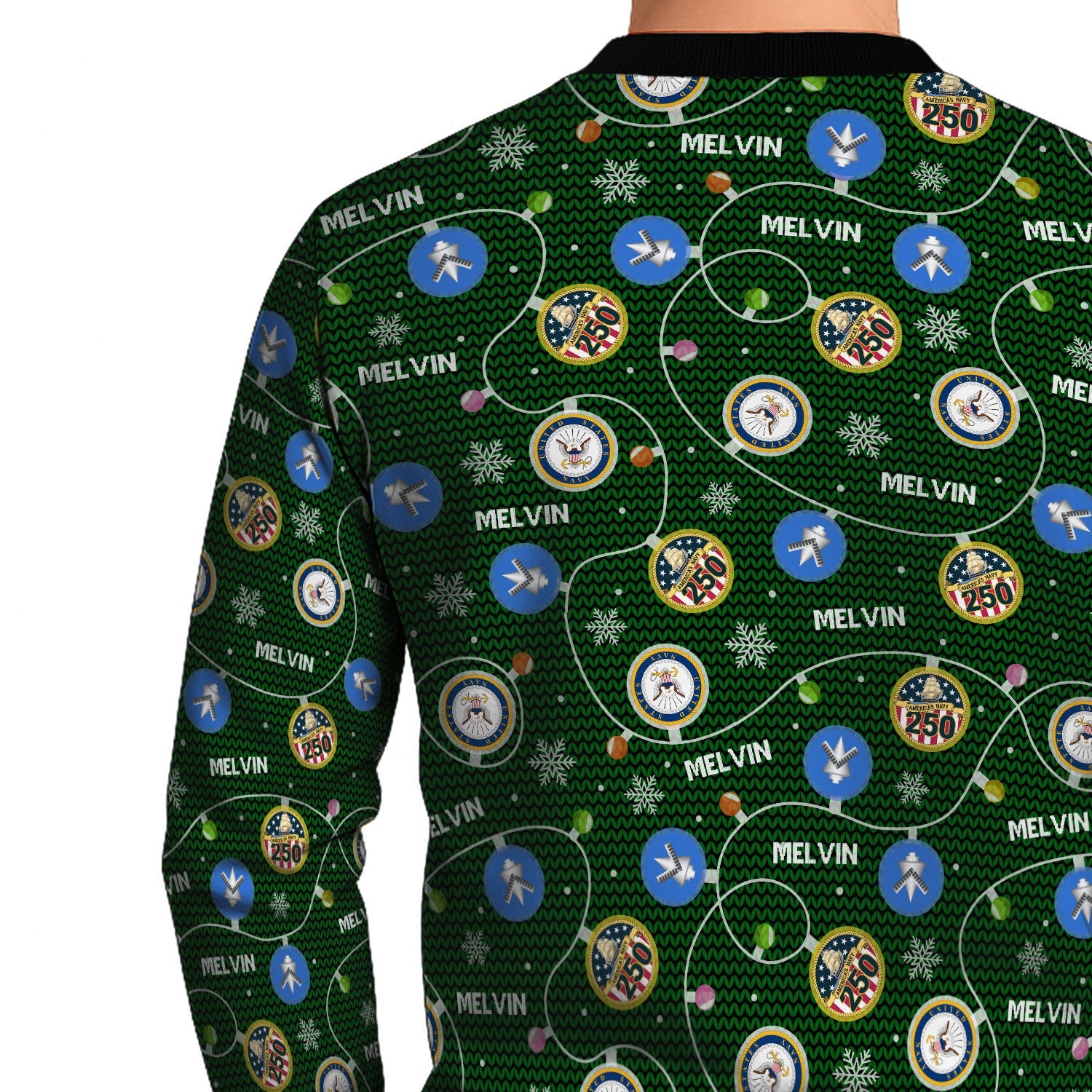 Personalized US Navy Christmas Ugly Sweater KAUST10