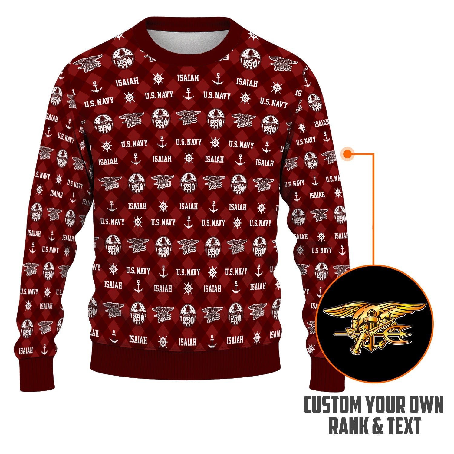 Personalized US Navy Christmas Ugly Sweater KAUST11