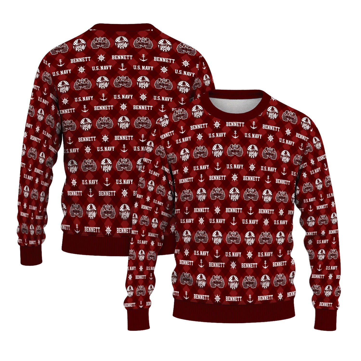 Personalized US Navy Christmas Ugly Sweater KAUST11