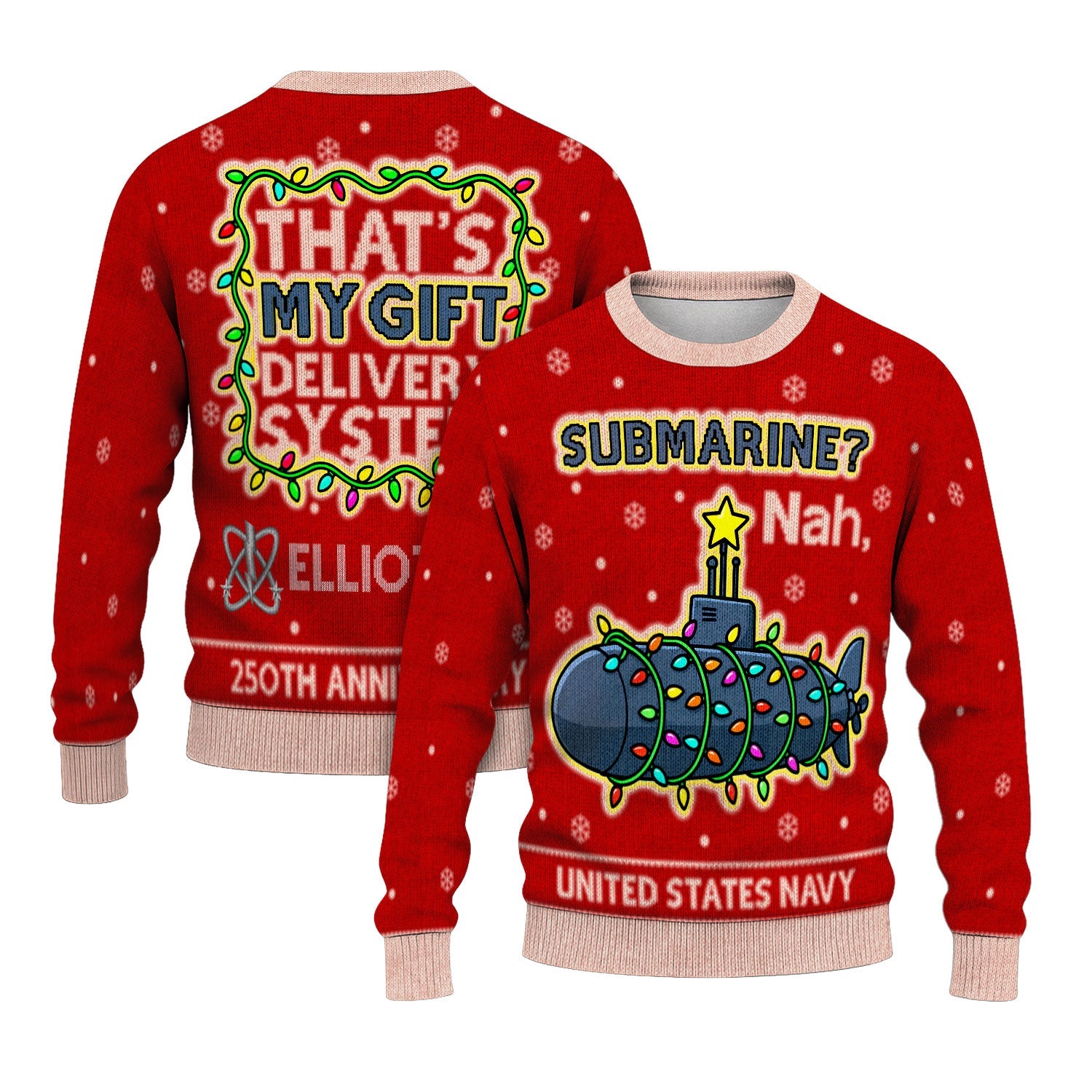 Personalized US Navy Christmas Ugly Sweater KAUST15