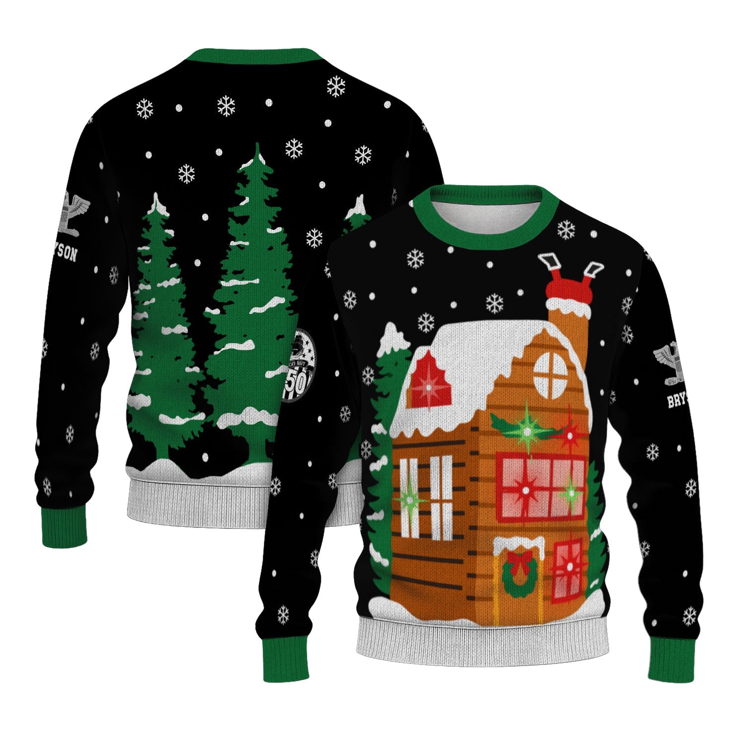 Personalized US Navy Christmas Ugly Sweater KAUST19