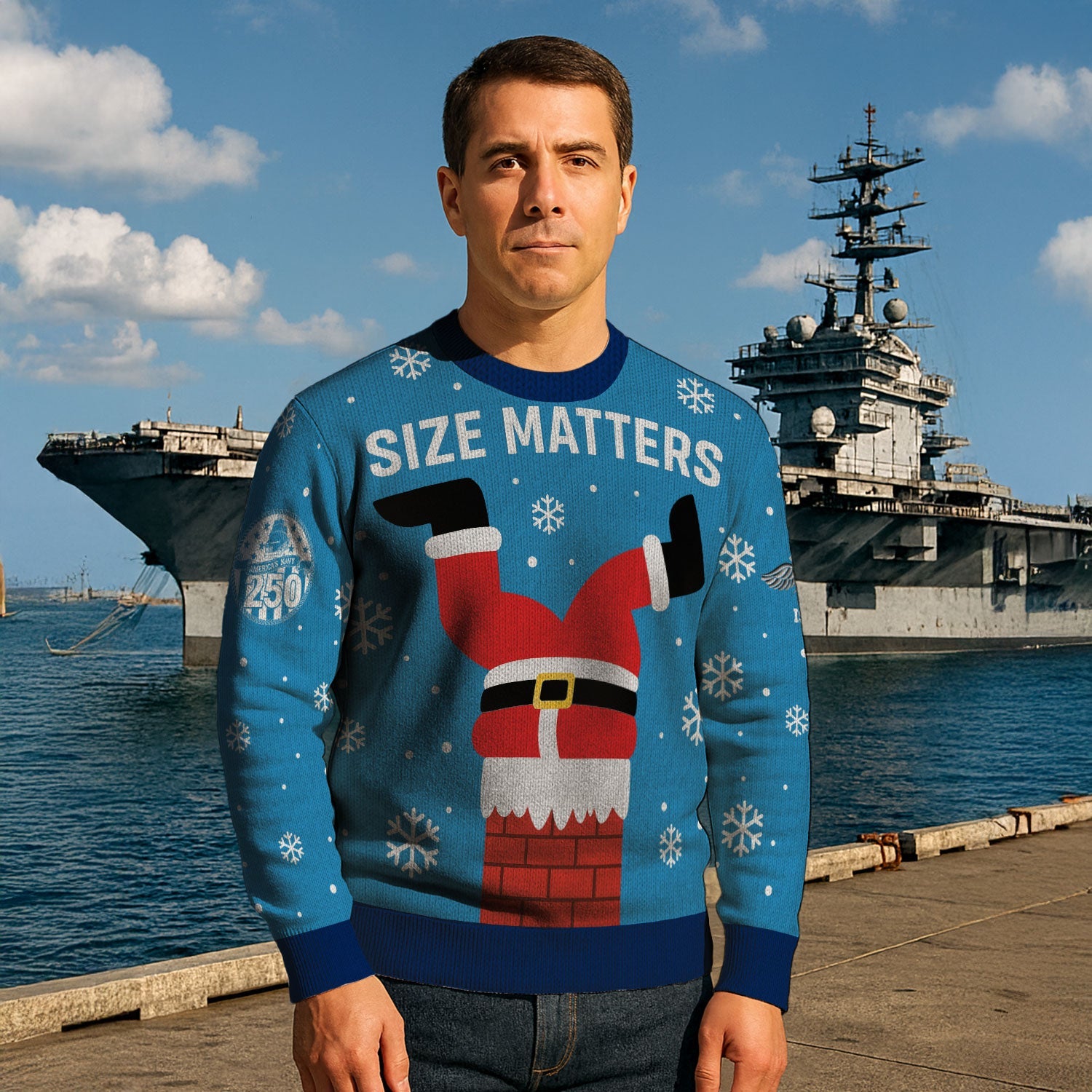 Personalized US Navy Christmas Ugly Sweater KAUST21
