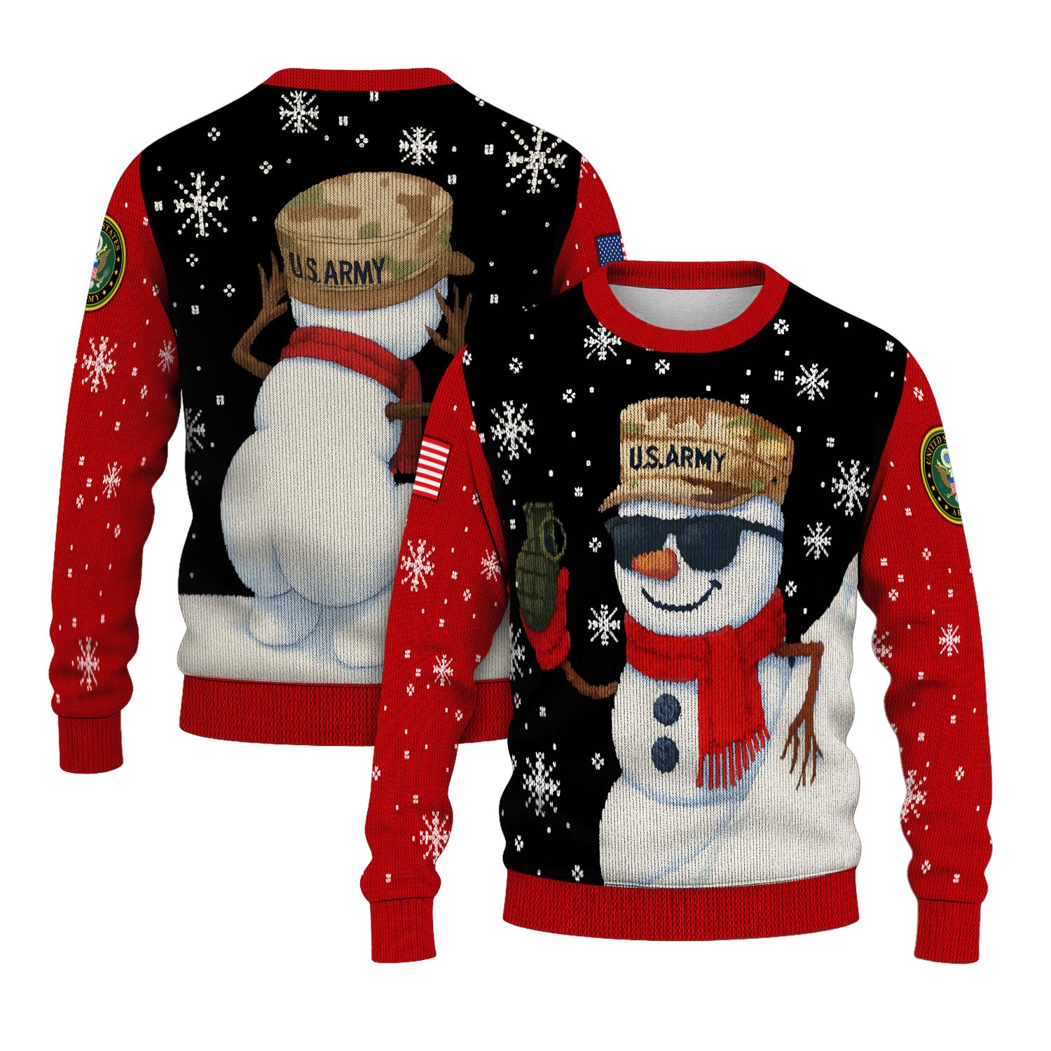 US Army Snowman Ugly Christmas Sweater