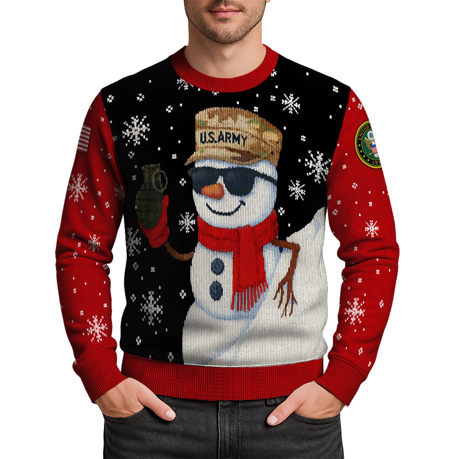 US Army Snowman Ugly Christmas Sweater