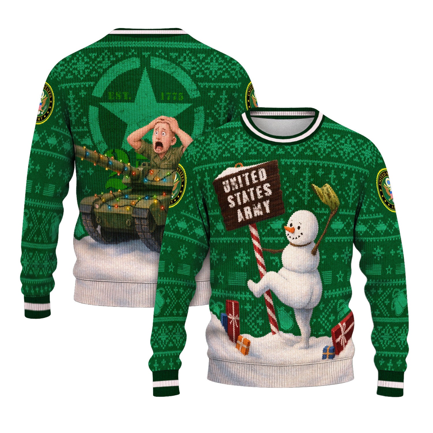 US Army Snowman Ugly Christmas Sweater