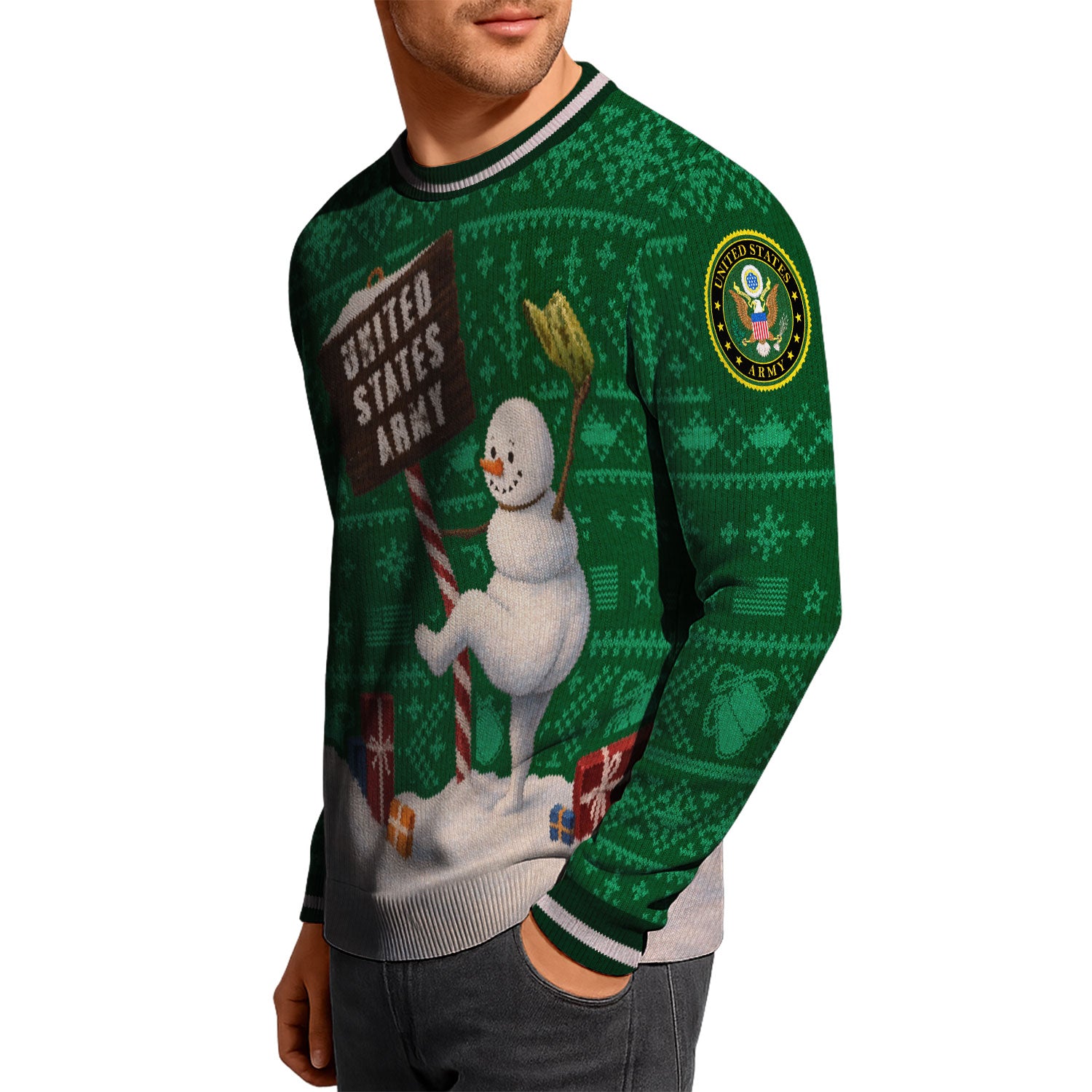 US Army Snowman Ugly Christmas Sweater