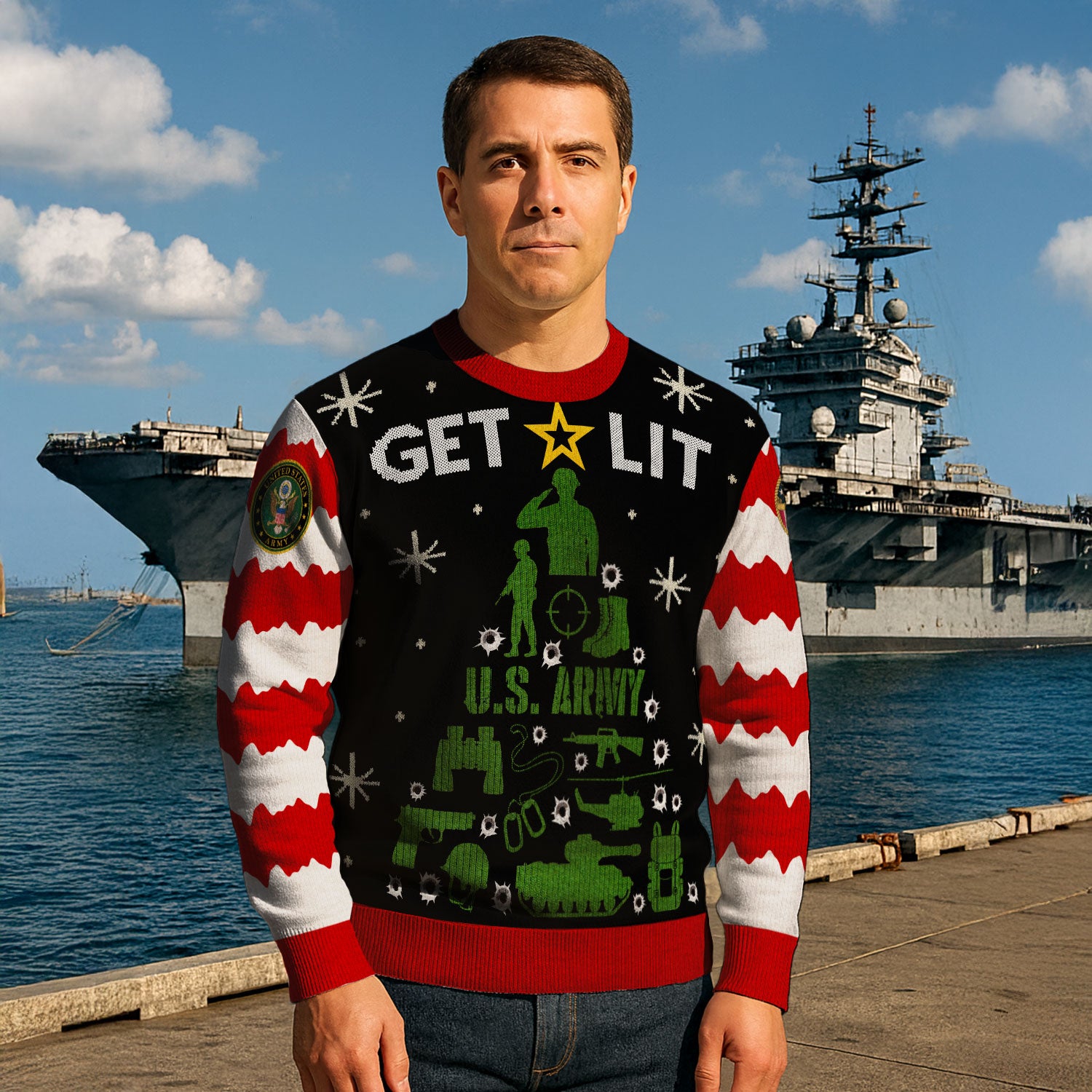 US Army Let It Xmas Tree Ugly Christmas Sweater