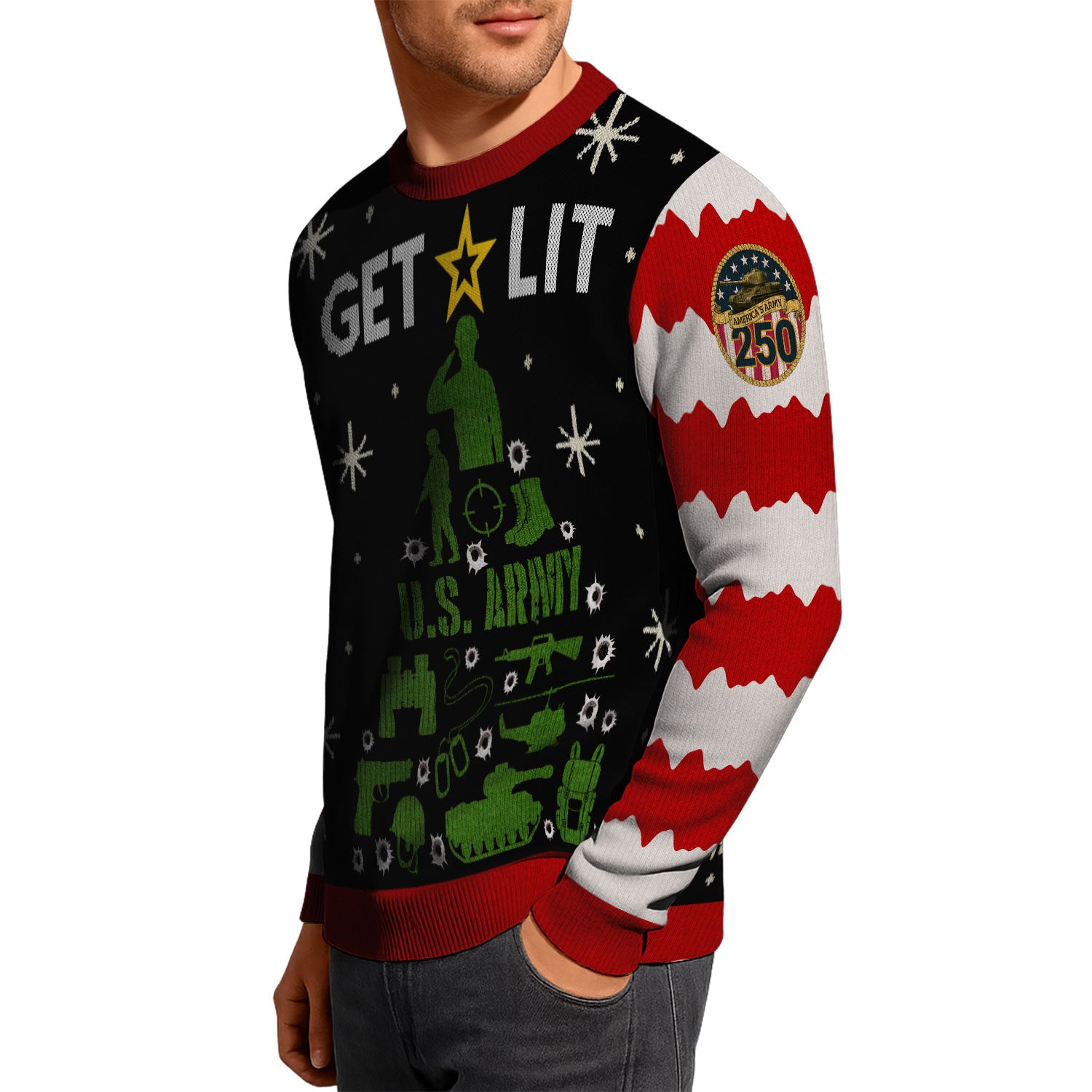 US Army Let It Xmas Tree Ugly Christmas Sweater