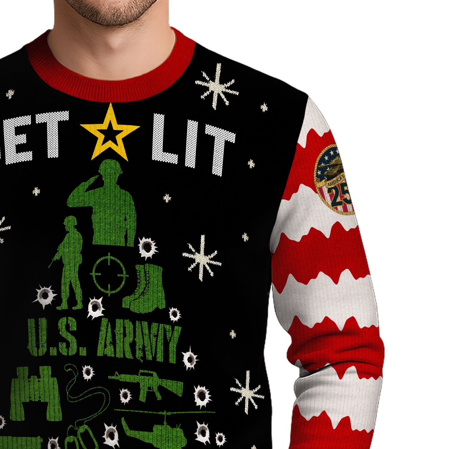 US Army Let It Xmas Tree Ugly Christmas Sweater