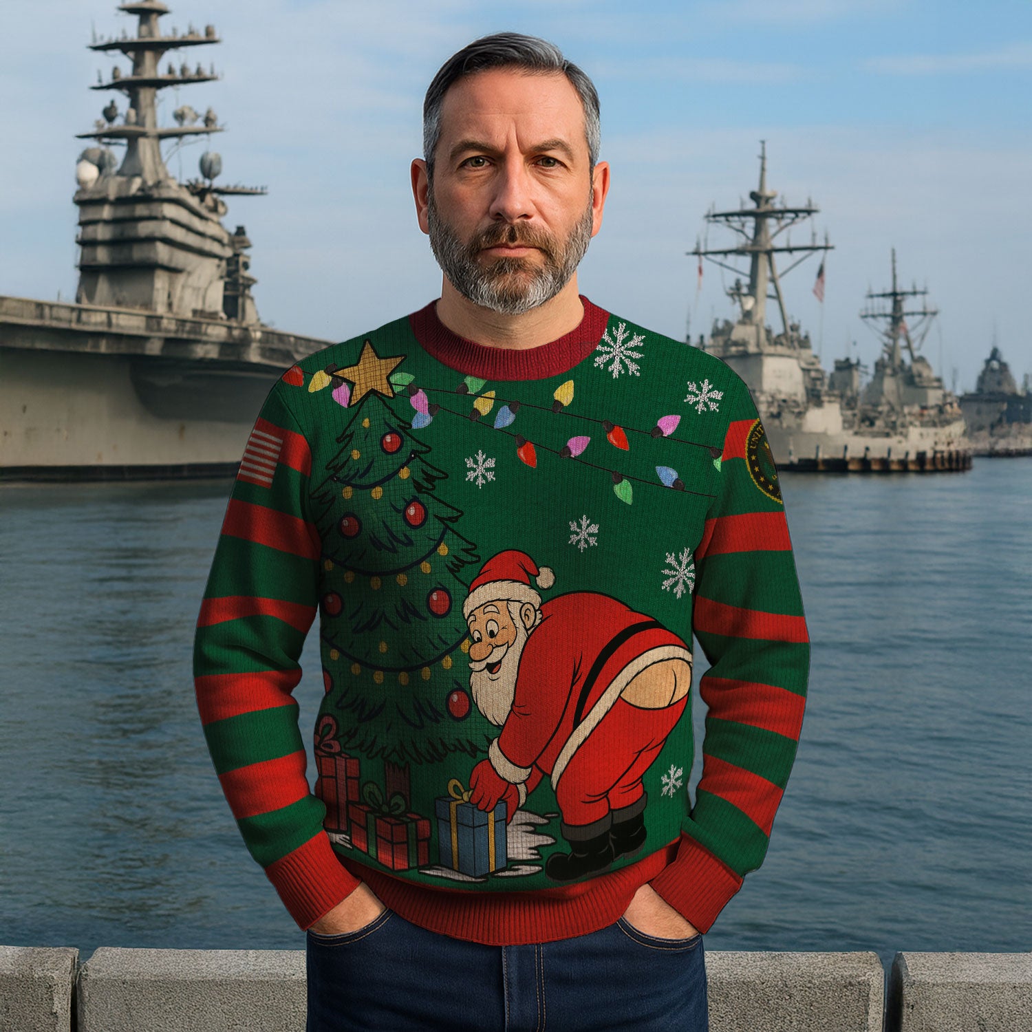 US Army Santa Xmas Ugly Christmas Sweater