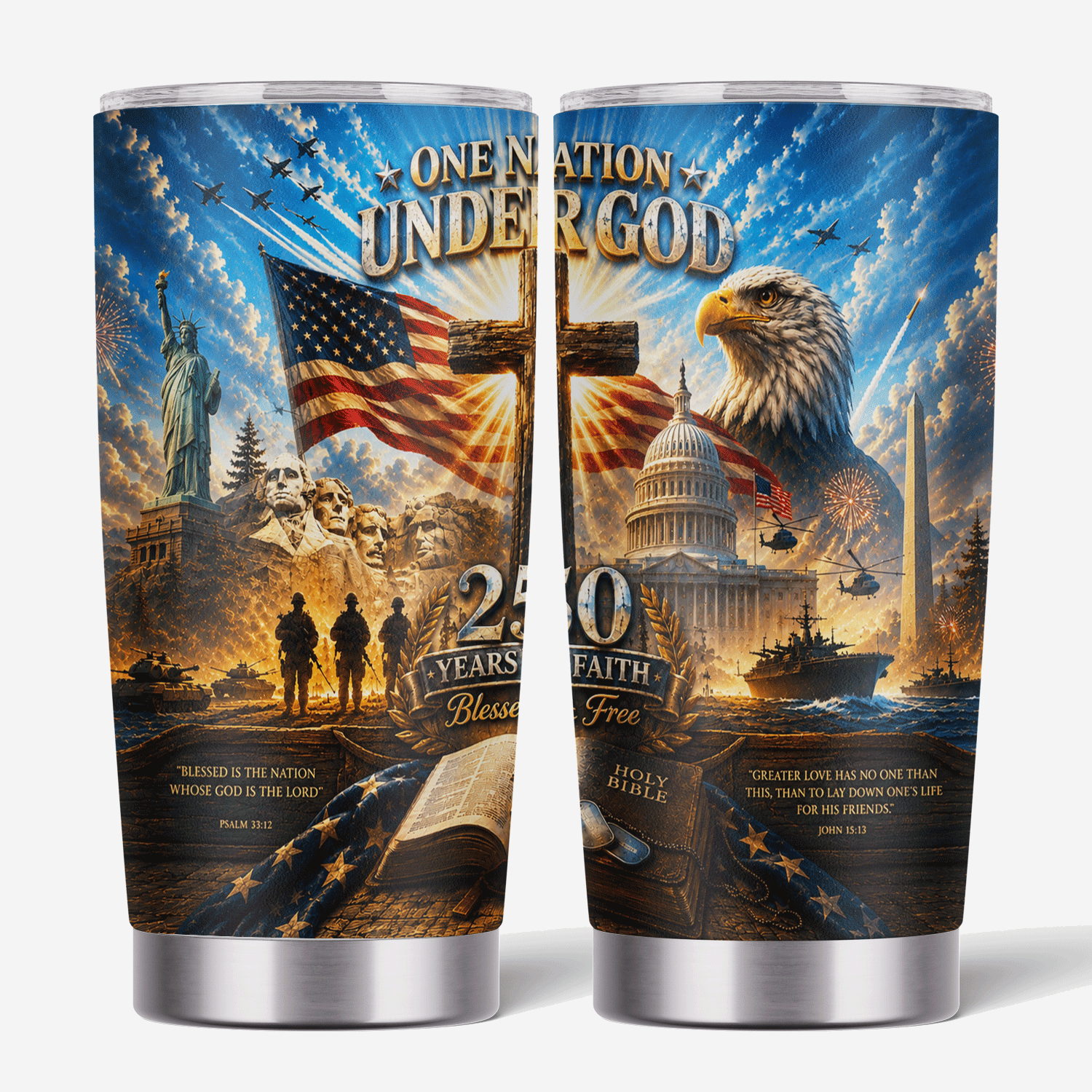 One Nation Under God 250 Years of Faith 20oz Tumbler