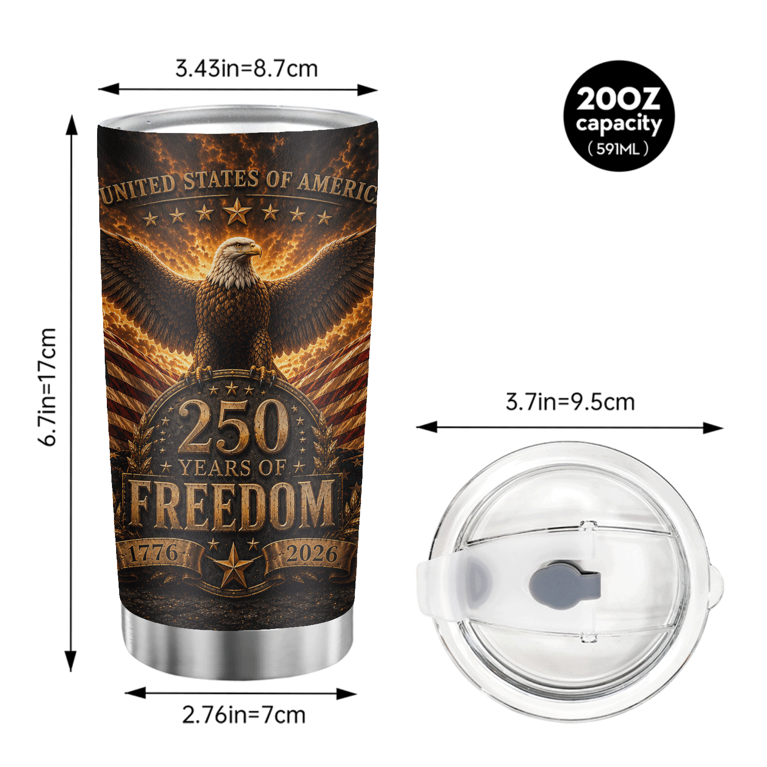 American Freedom 1776-2026 Eagle 20oz Tumbler