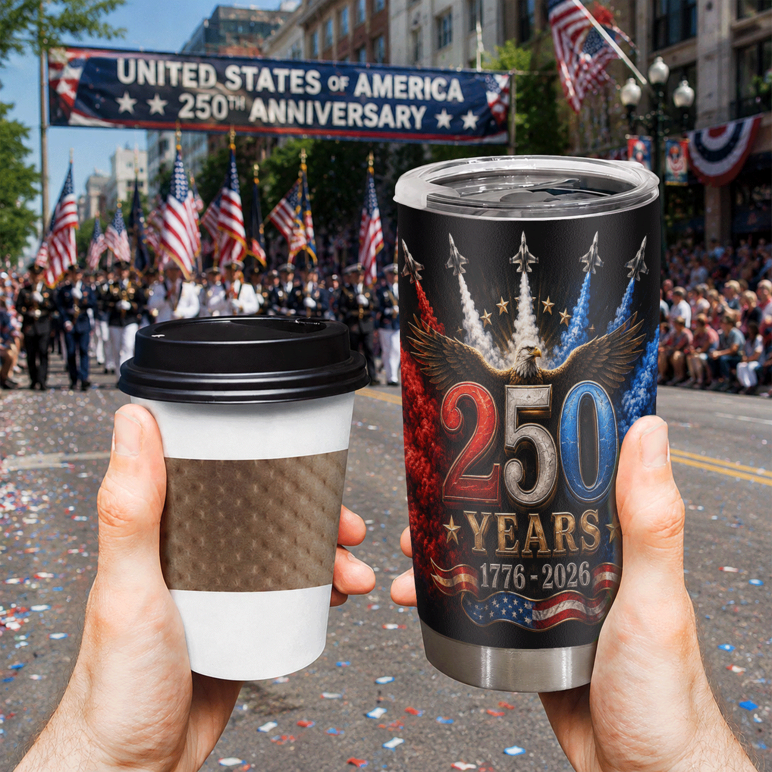 USA 250 Years Airshow Eagle 20oz Tumbler