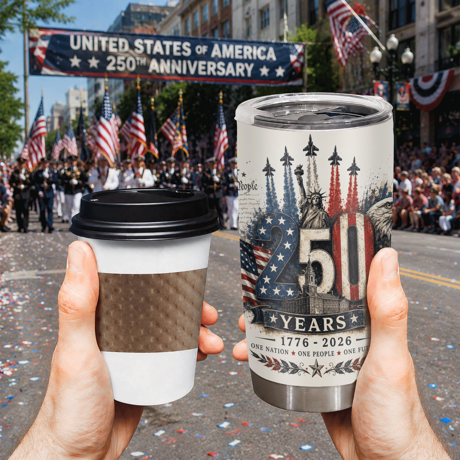 America 250 Years 1776-2026 Eagle Liberty 20oz Tumbler