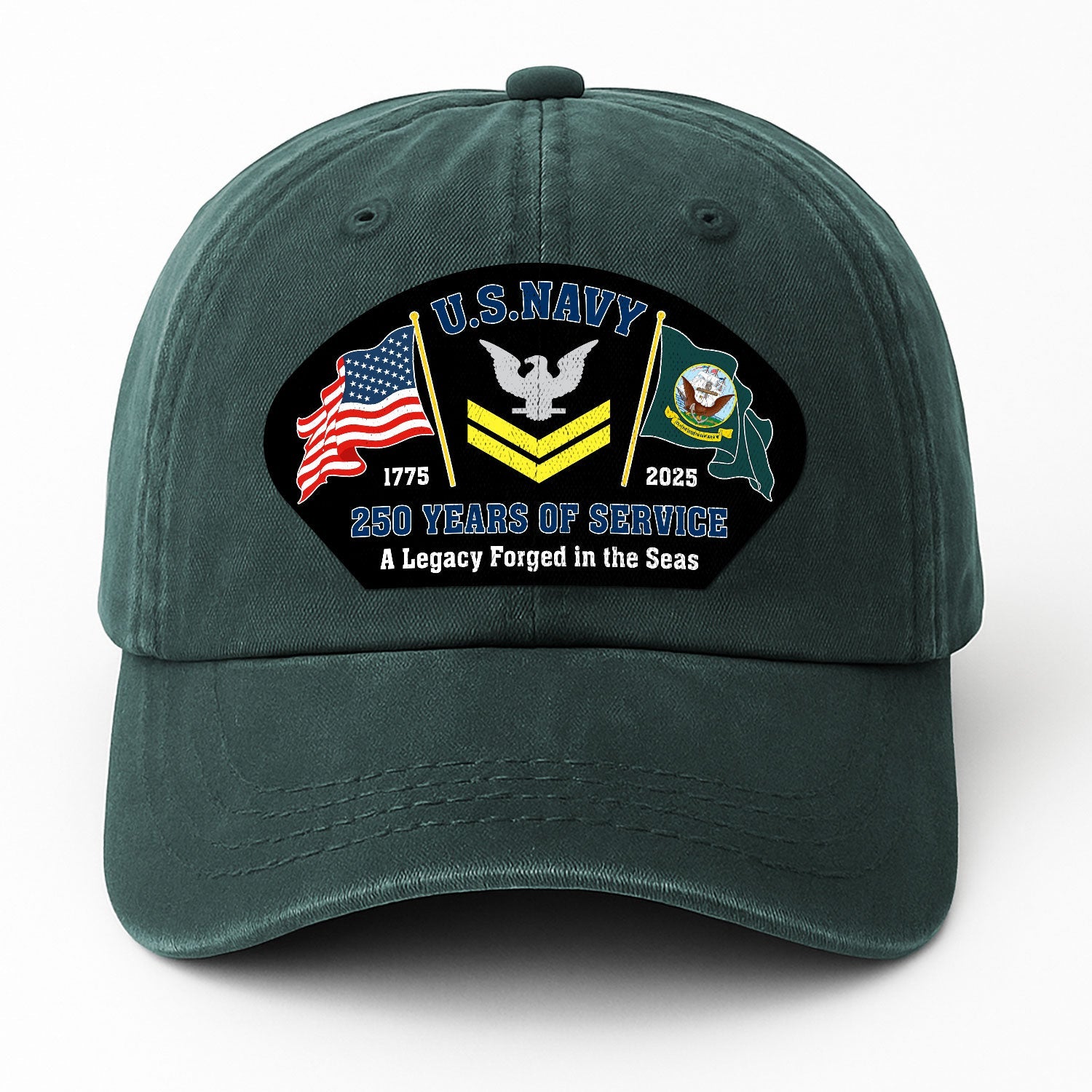 Custom Ranks US Navy Premium Washed Denim Cap DC001